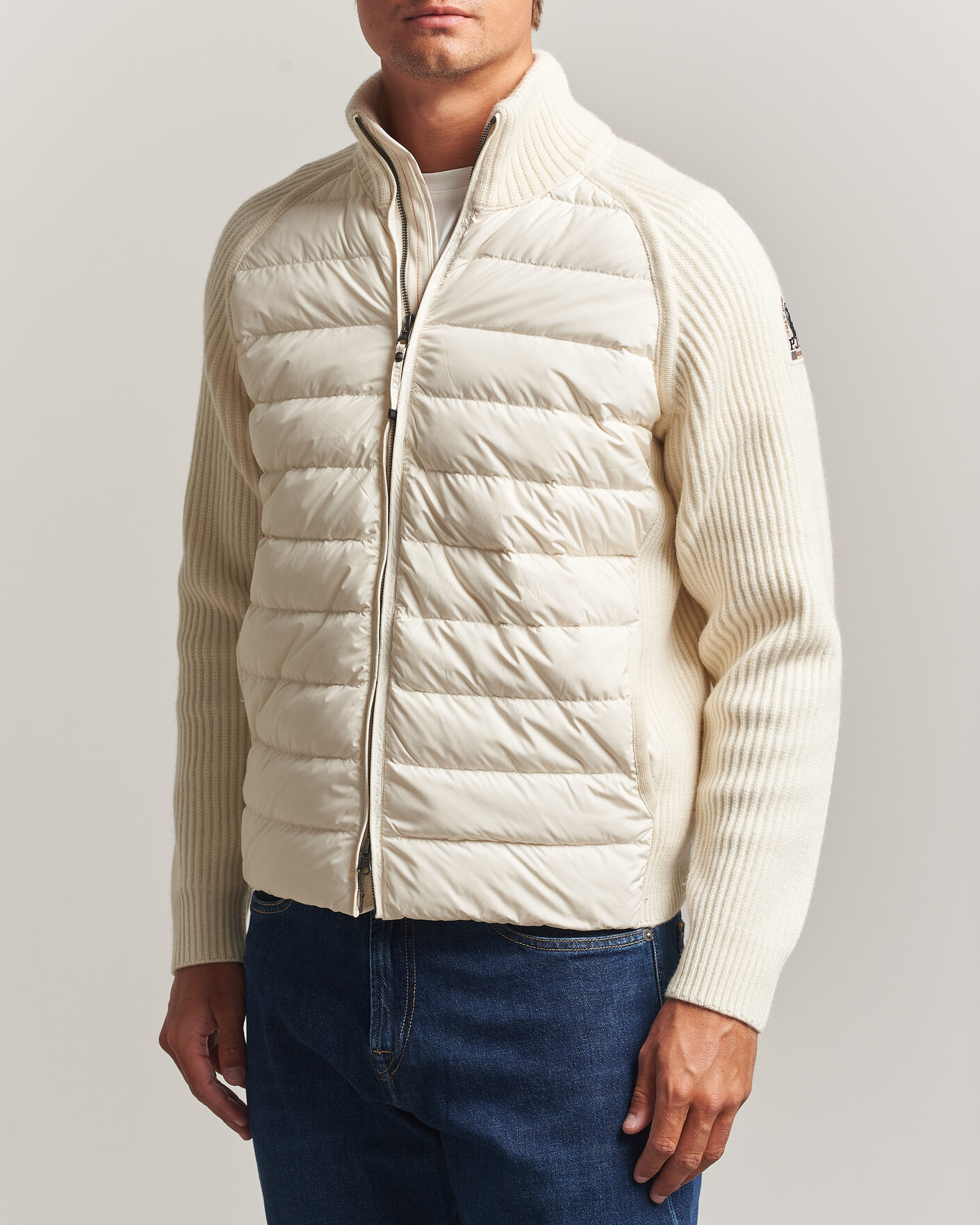 Herr | Jackor | Parajumpers | Olmo Rib Knitted Hybrid Jacket Warm Ivory