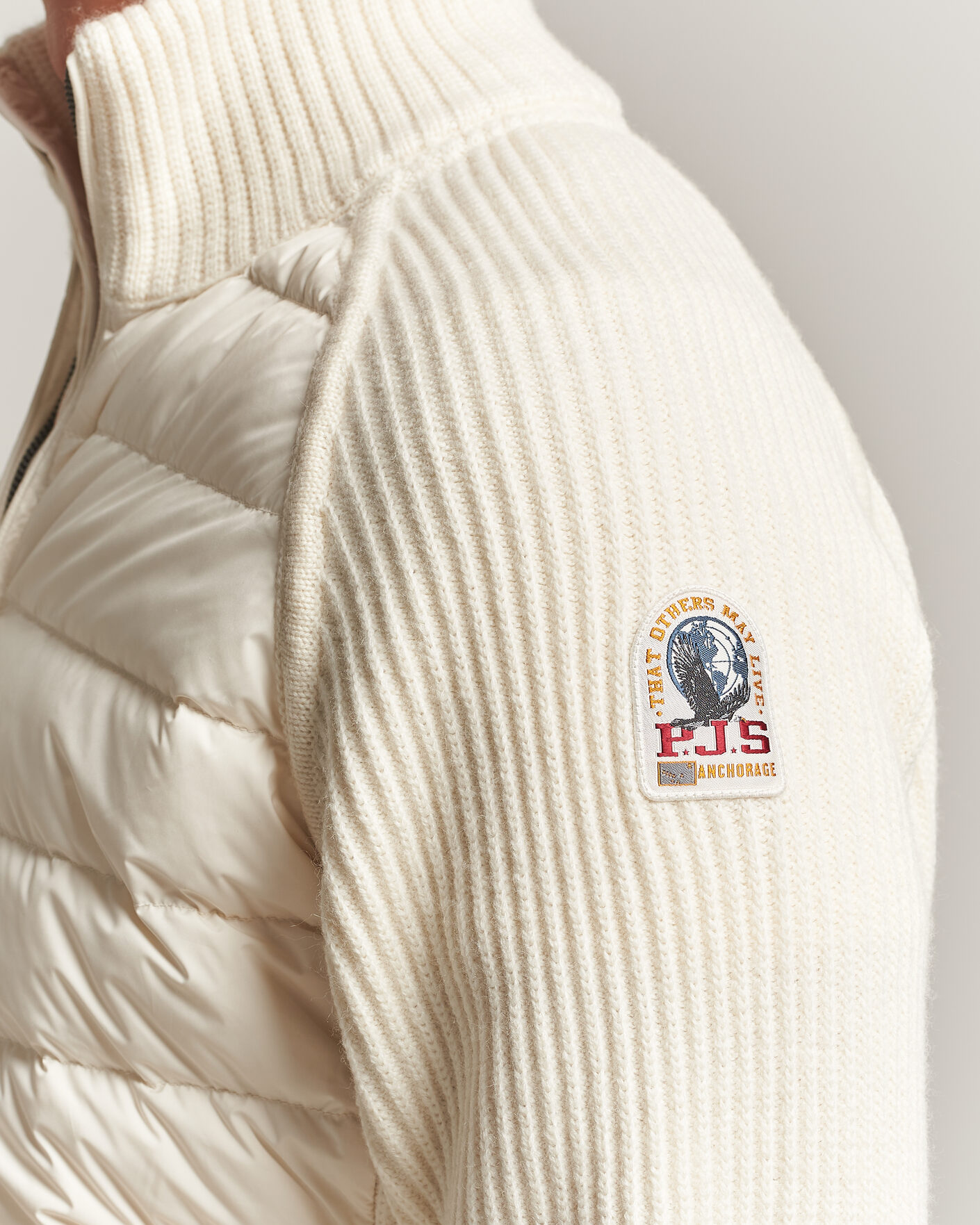 Herr | Jackor | Parajumpers | Olmo Rib Knitted Hybrid Jacket Warm Ivory