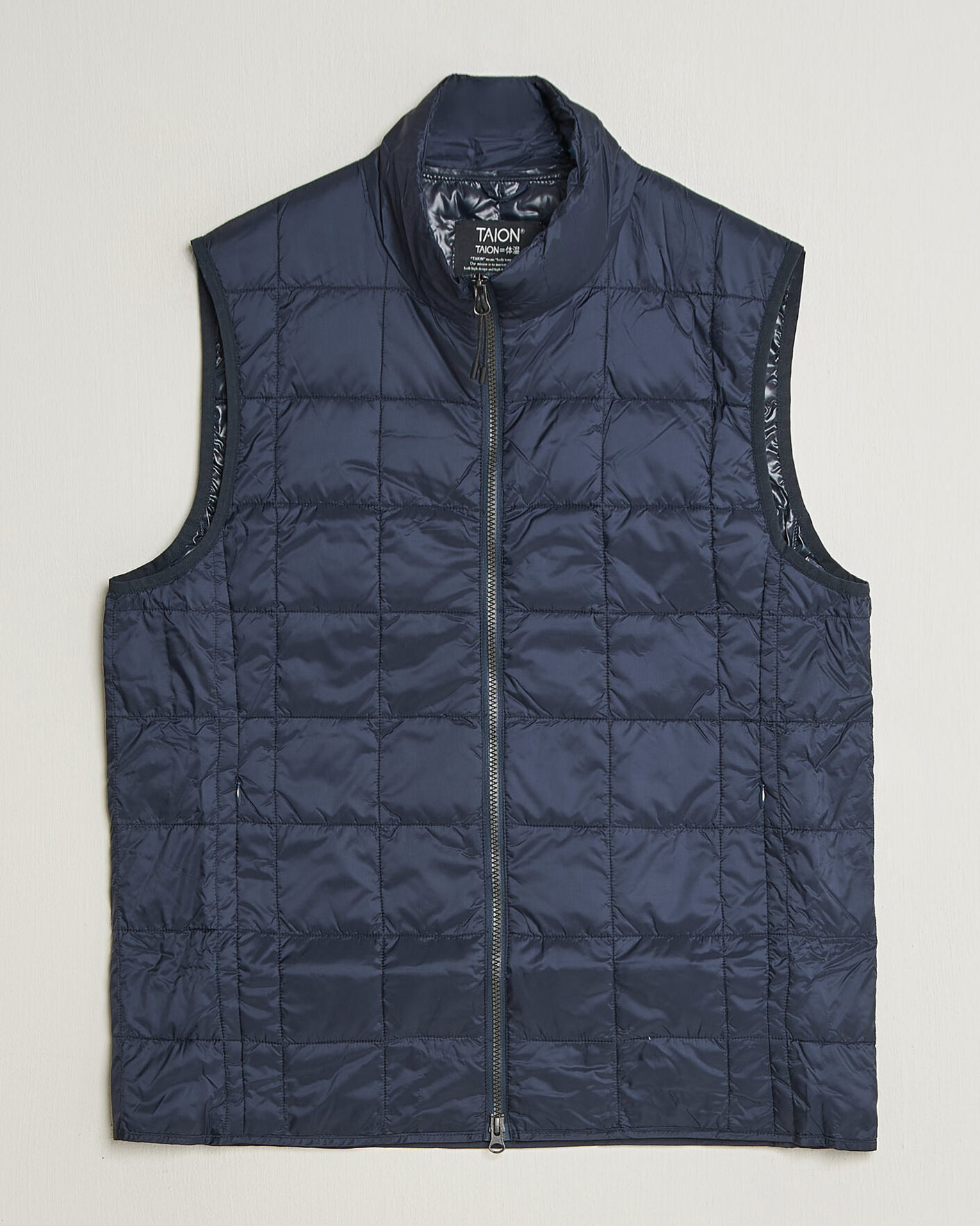 Herr | Västar | TAION | High Neck Full Zip Lightweight Down Vest Dark Navy