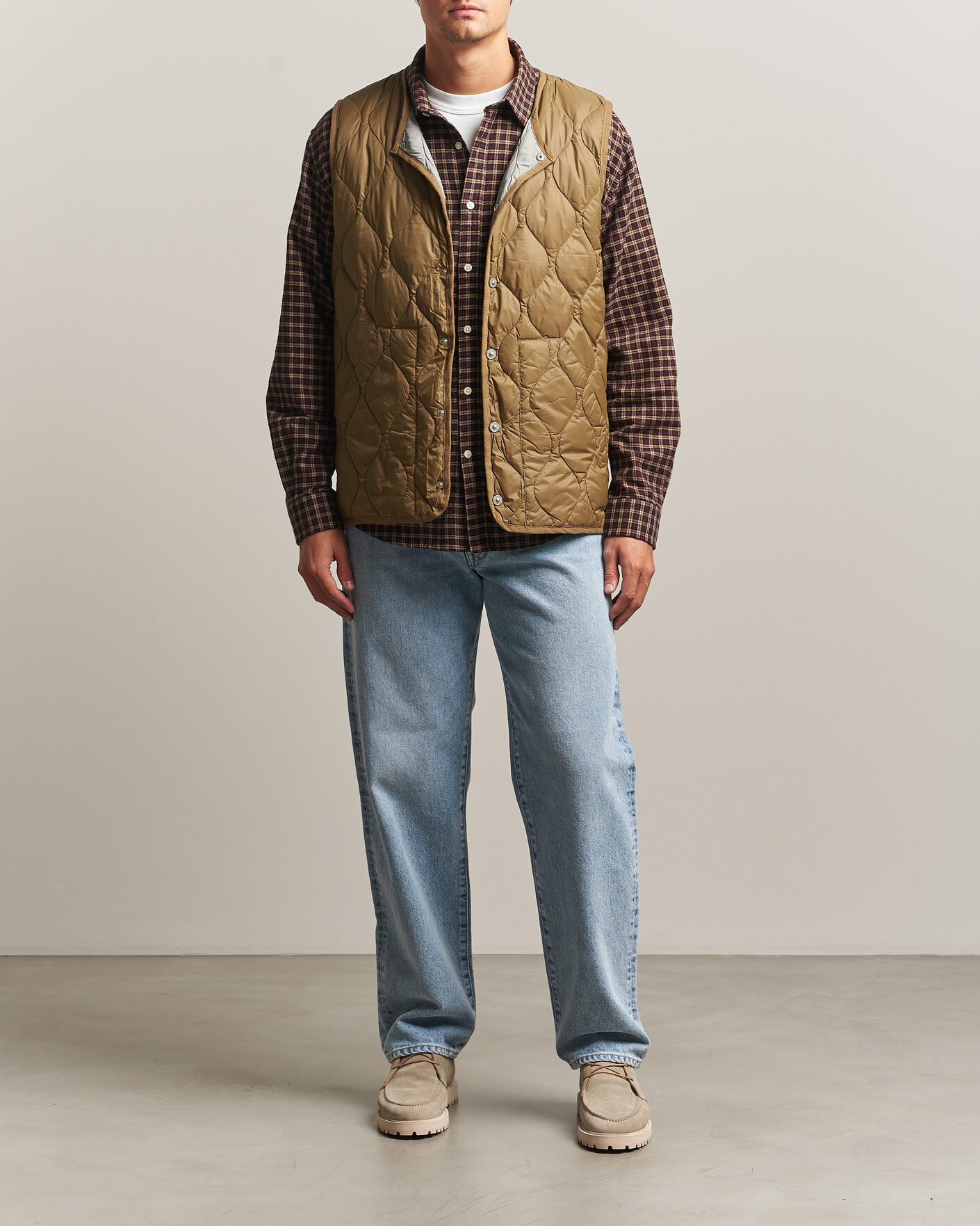 Herr | Västar | TAION | Military Crew Neck Down Vest Dark Khaki Olive