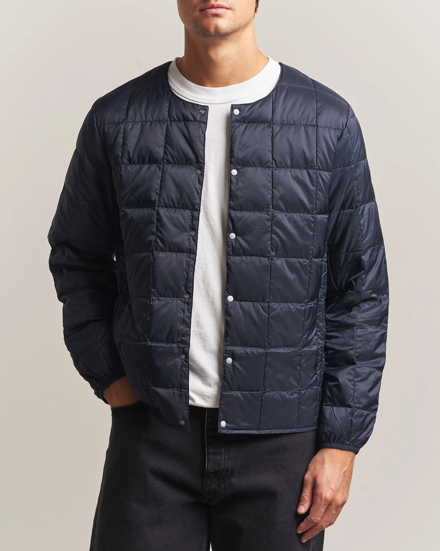 Herr | Jackor | TAION | Crew Neck Button Down Jacket Dark Navy