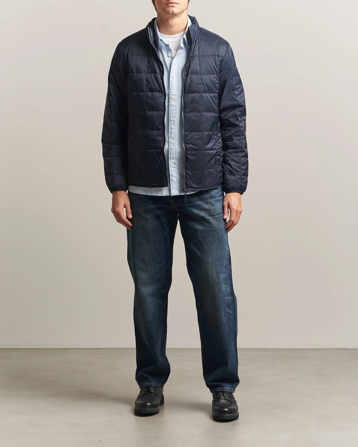 Herr | Jackor | TAION | High Neck Full Zip Lightweight Down Jacket Dark Navy