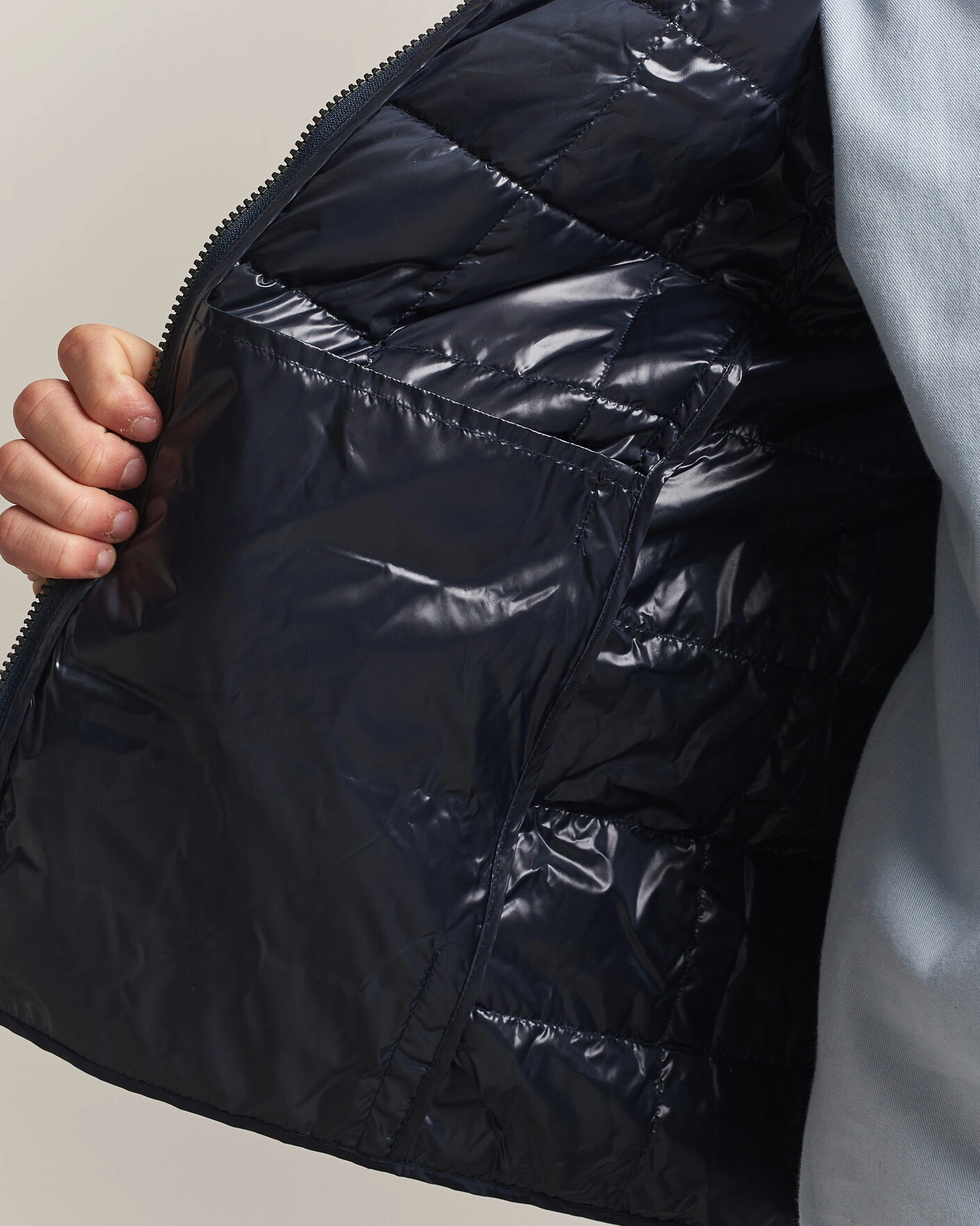 Herr | Jackor | TAION | High Neck Full Zip Lightweight Down Jacket Dark Navy