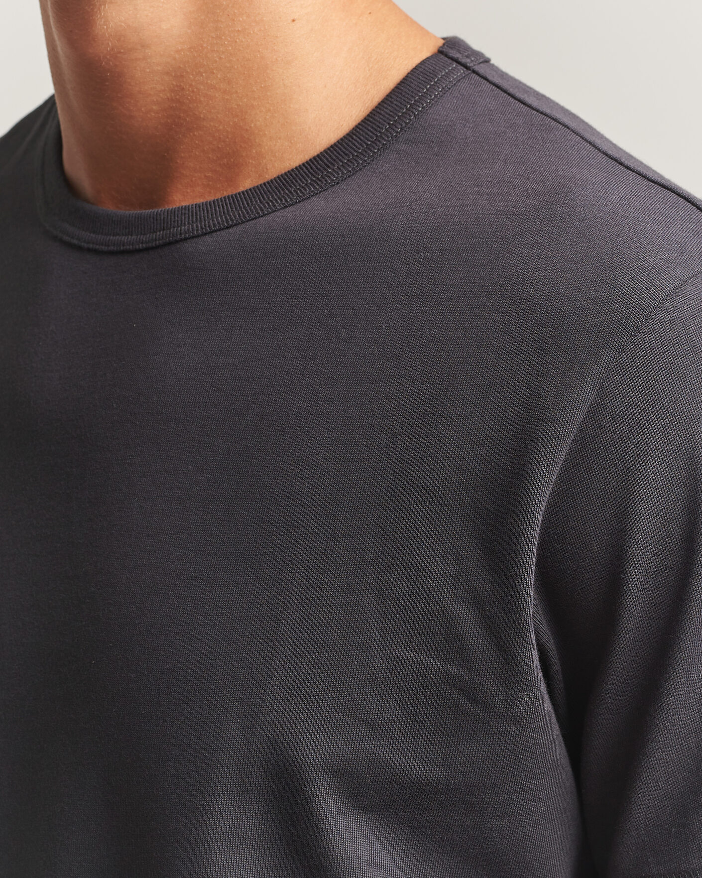 Herr | T-Shirts | Merz b. Schwanen | Classic Fit Sturdy Loopwheeled T-Shirt Charcoal