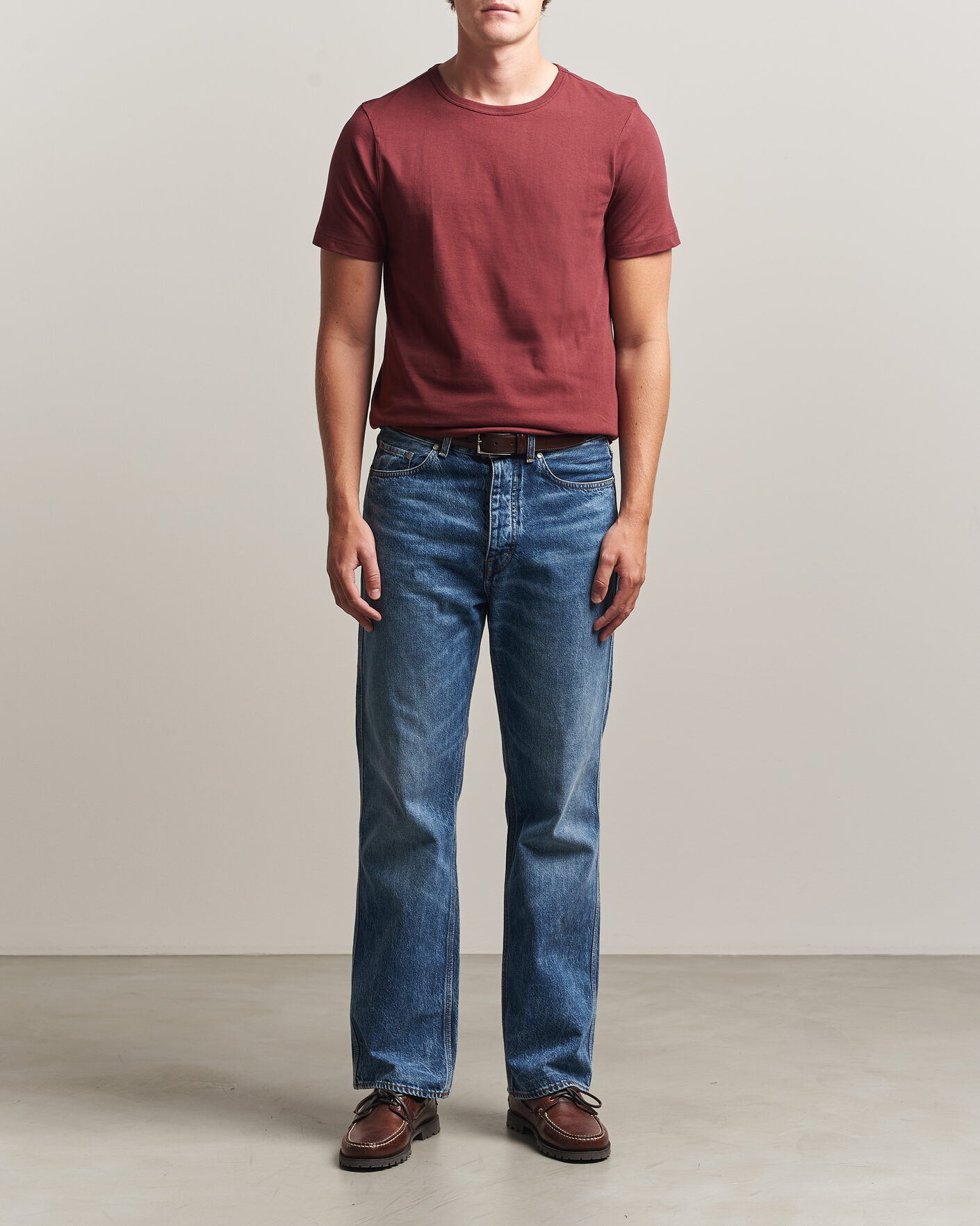 Herr | T-Shirts | Merz b. Schwanen | 1950s Classic Loopwheeled T-shirt Burgundy