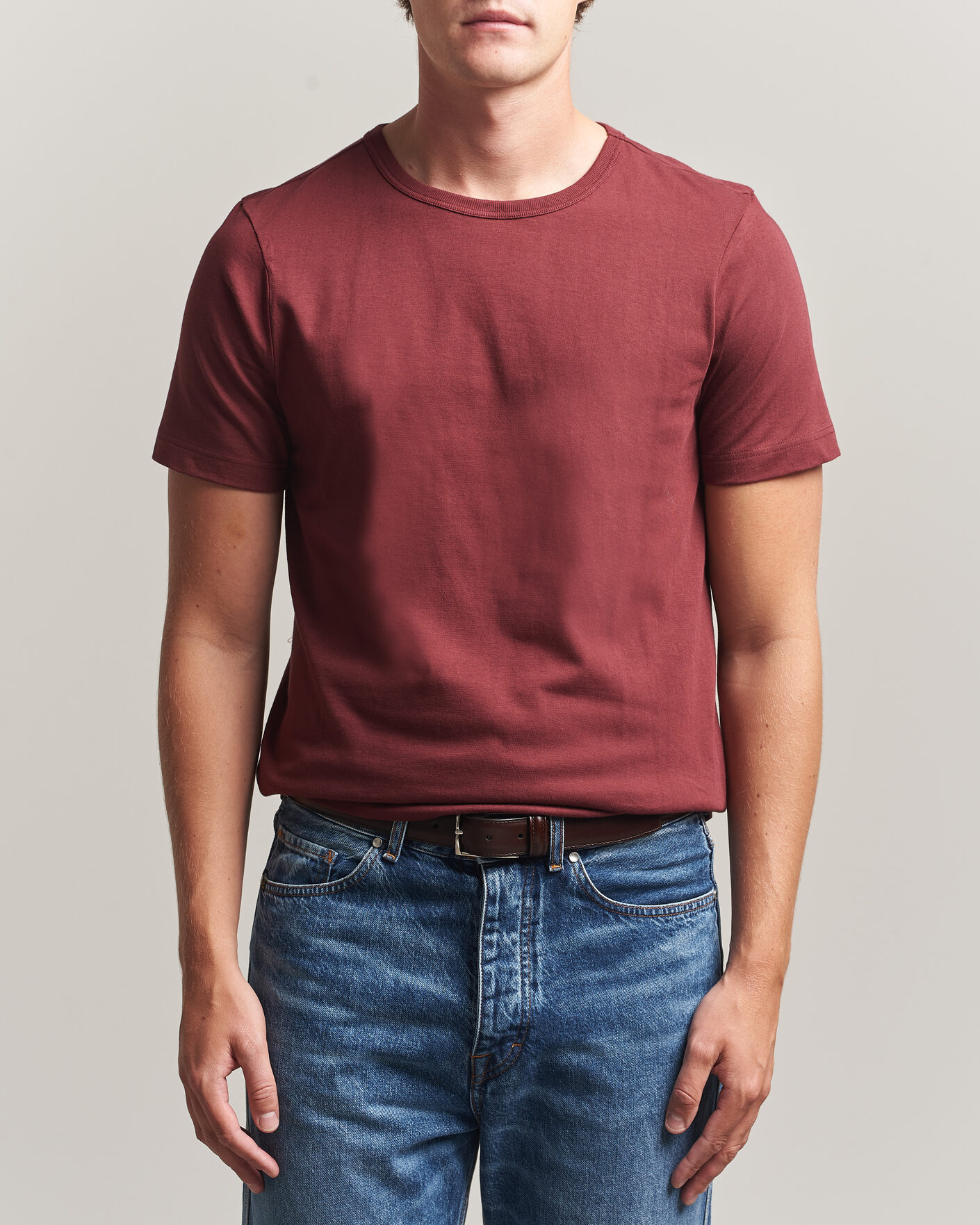 Herr | T-Shirts | Merz b. Schwanen | 1950s Classic Loopwheeled T-shirt Burgundy