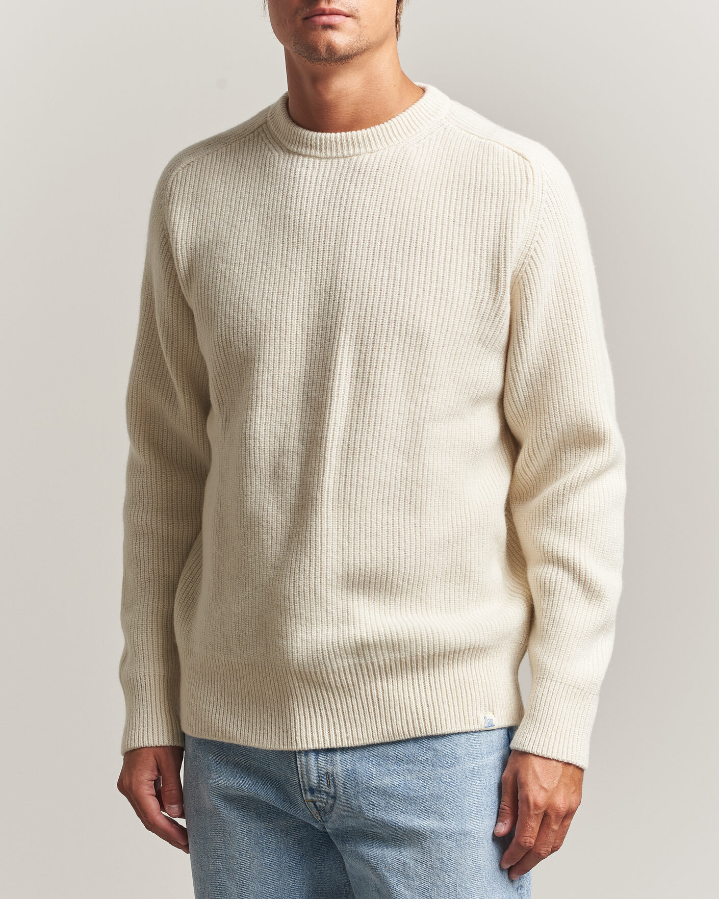 Herr | Tröjor | Merz b. Schwanen | Merino/Cashmere Knitted Sweater Nature