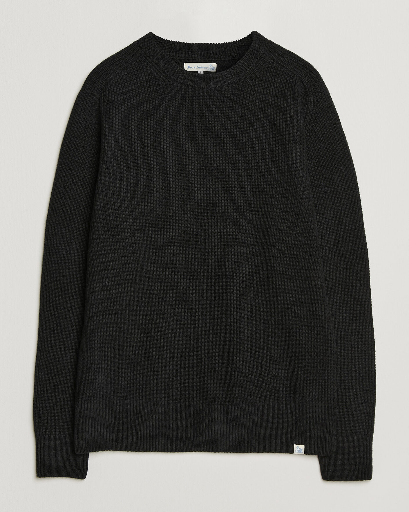 Herr | Tröjor | Merz b. Schwanen | Merino/Cashmere Knitted Sweater Deep Black