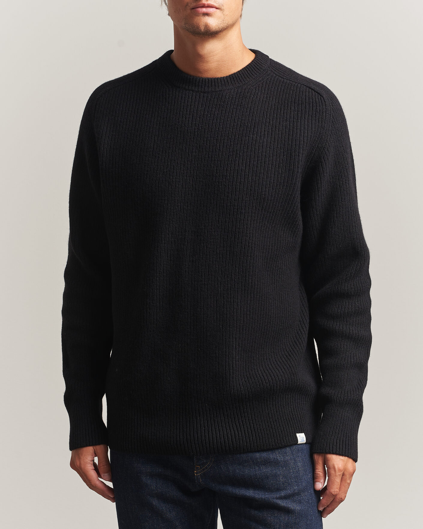 Herr | Tröjor | Merz b. Schwanen | Merino/Cashmere Knitted Sweater Deep Black