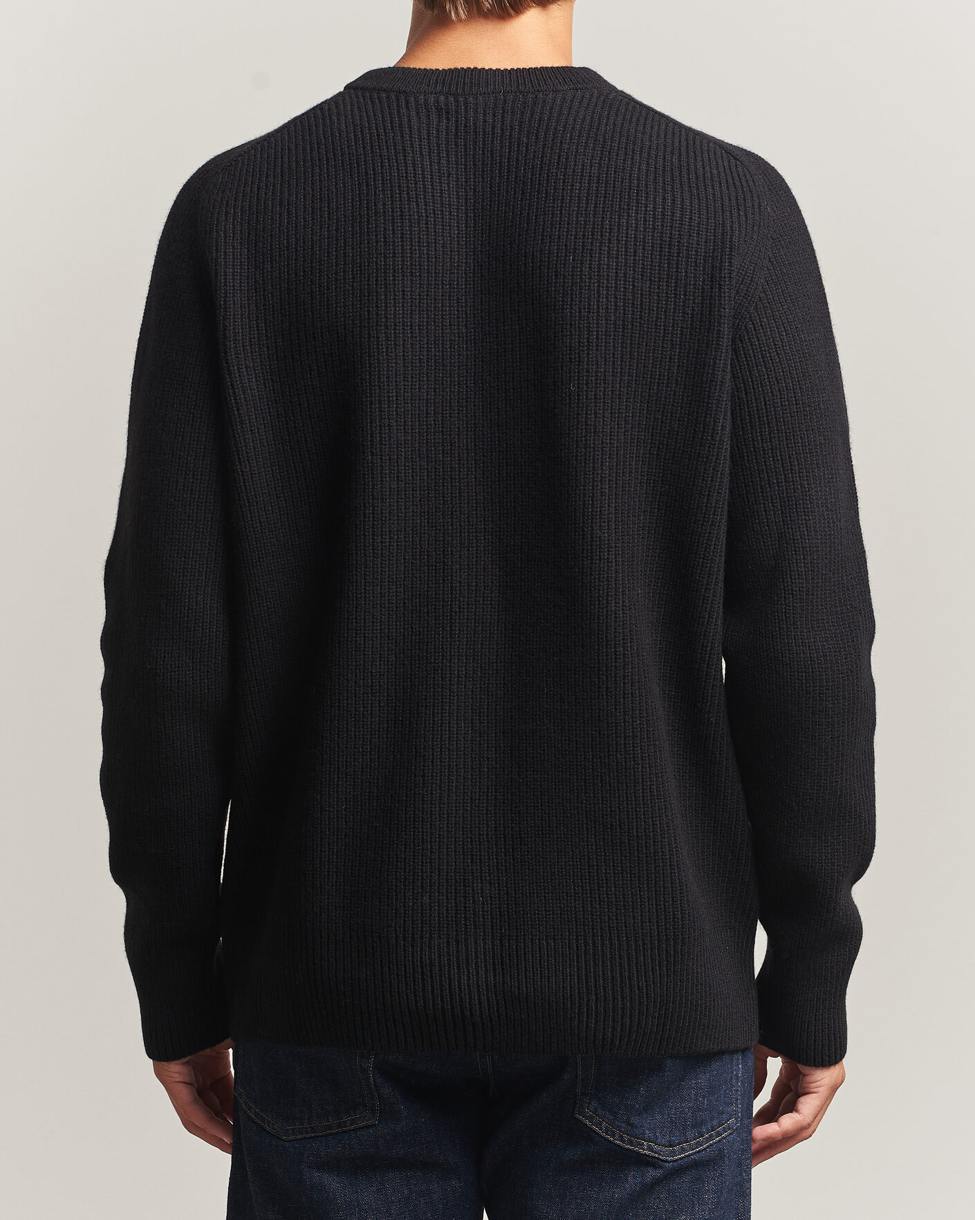 Herr | Tröjor | Merz b. Schwanen | Merino/Cashmere Knitted Sweater Deep Black