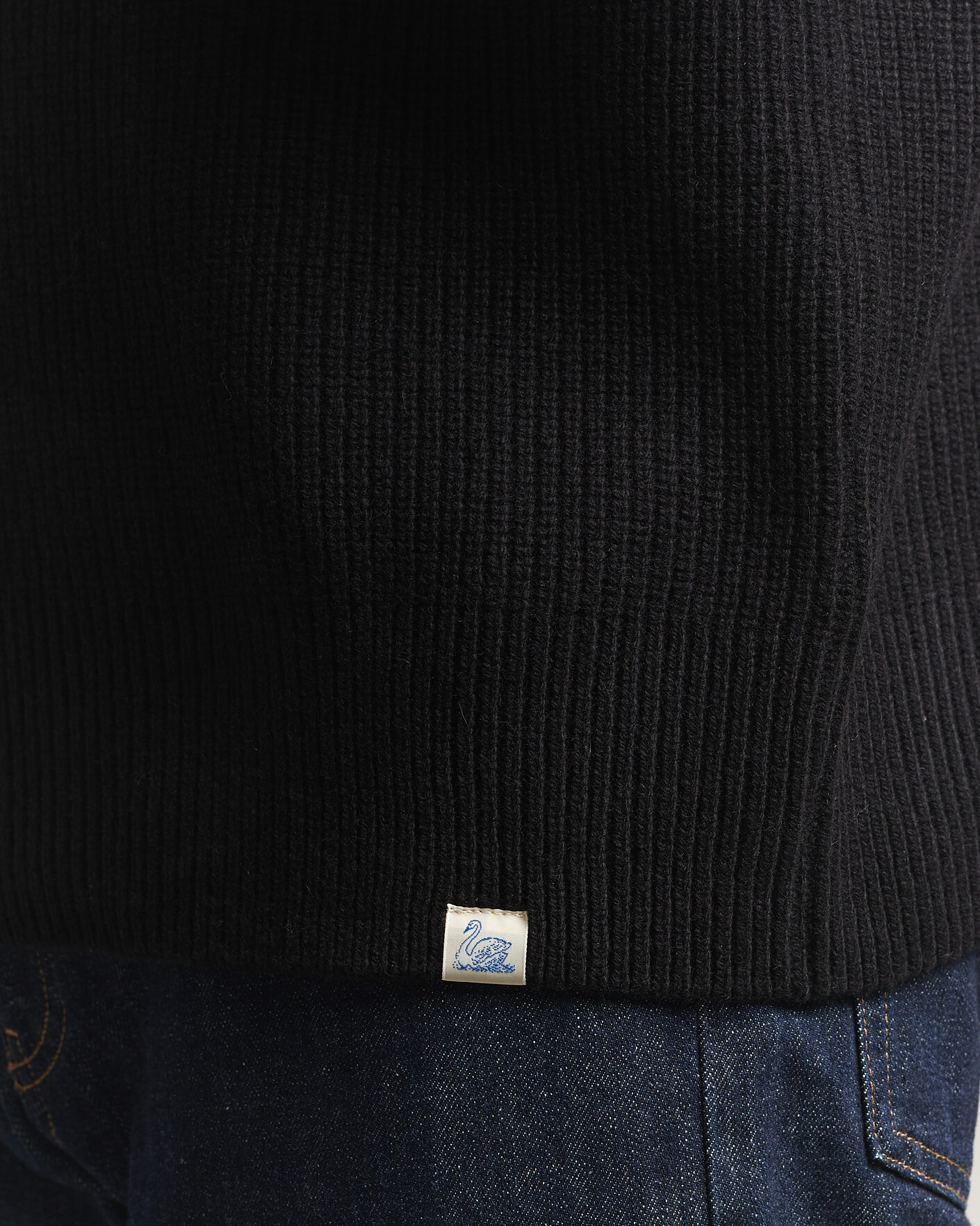 Herr | Tröjor | Merz b. Schwanen | Merino/Cashmere Knitted Sweater Deep Black