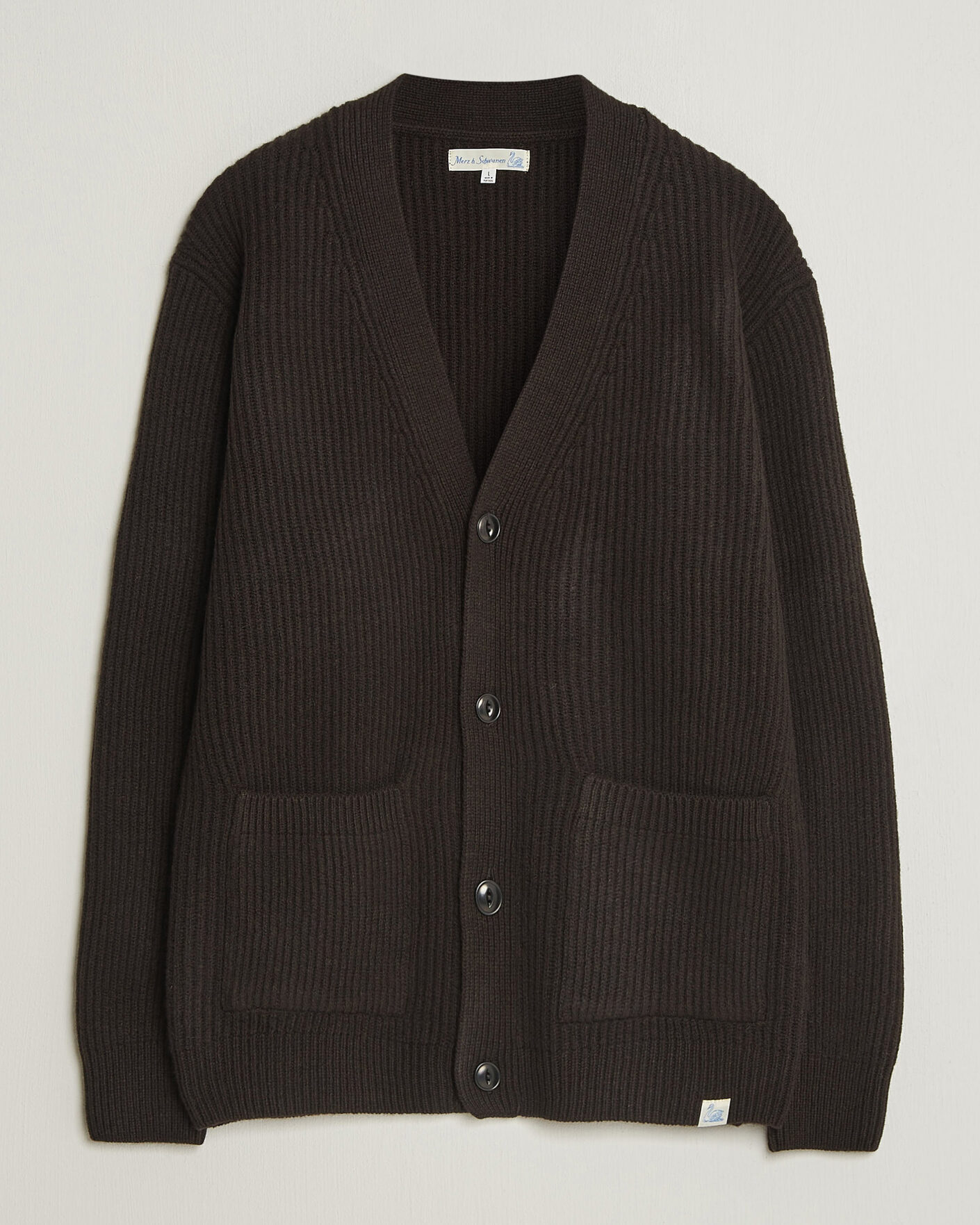 Herr | Tröjor | Merz b. Schwanen | Merino/Cashmere Knitted Cardigan Espresso