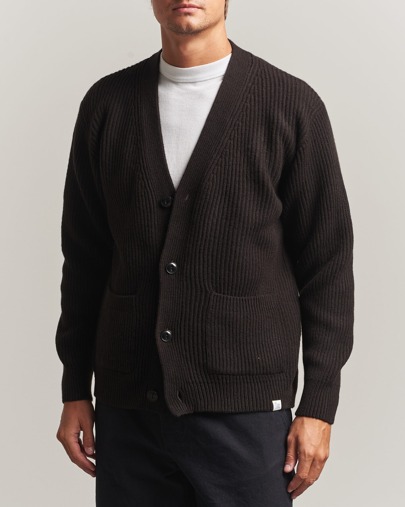 Herr | Tröjor | Merz b. Schwanen | Merino/Cashmere Knitted Cardigan Espresso