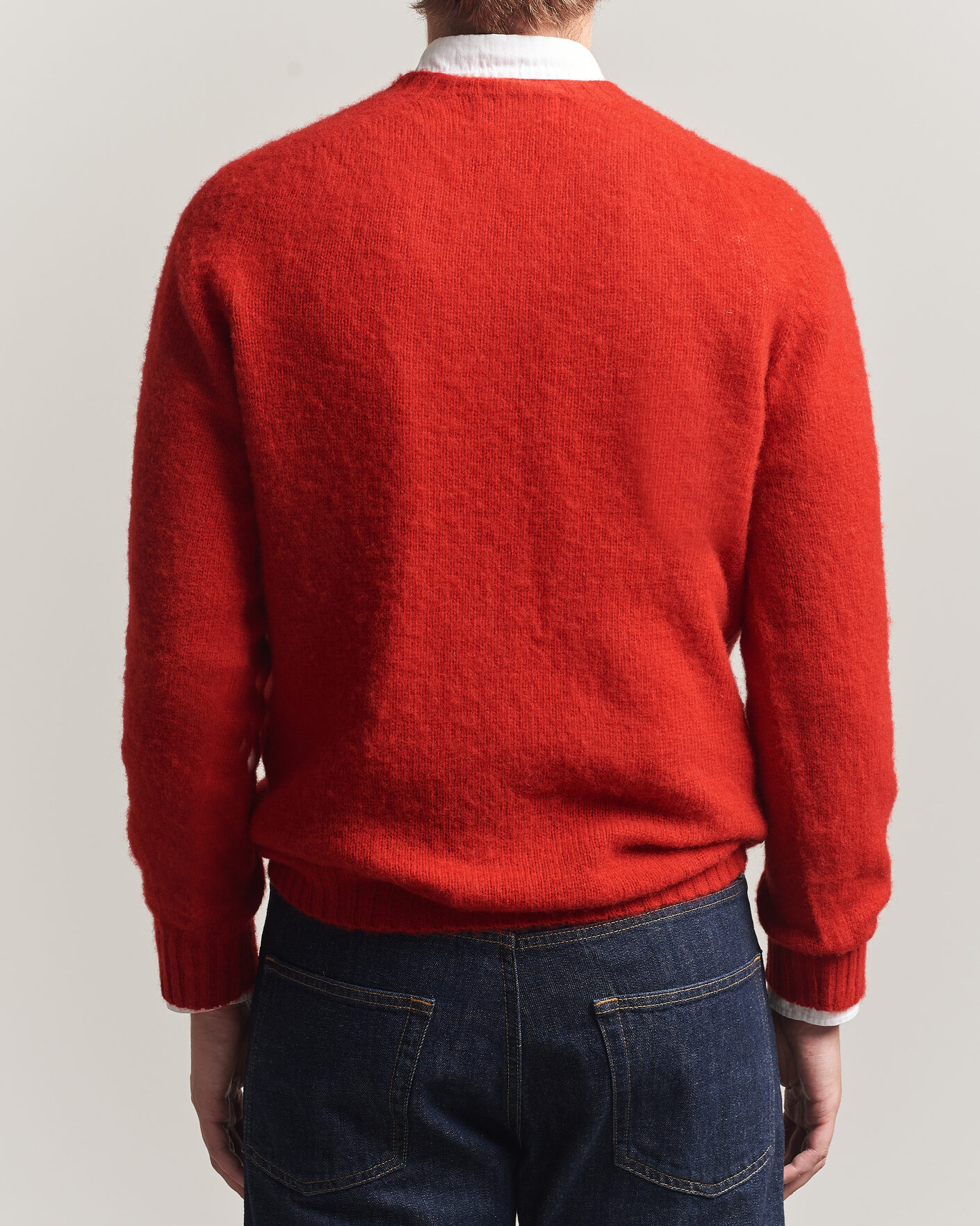 Herr | Tröjor | Harley Of Scotland | Brushed Supersoft Lambswool Crewneck Cardinal