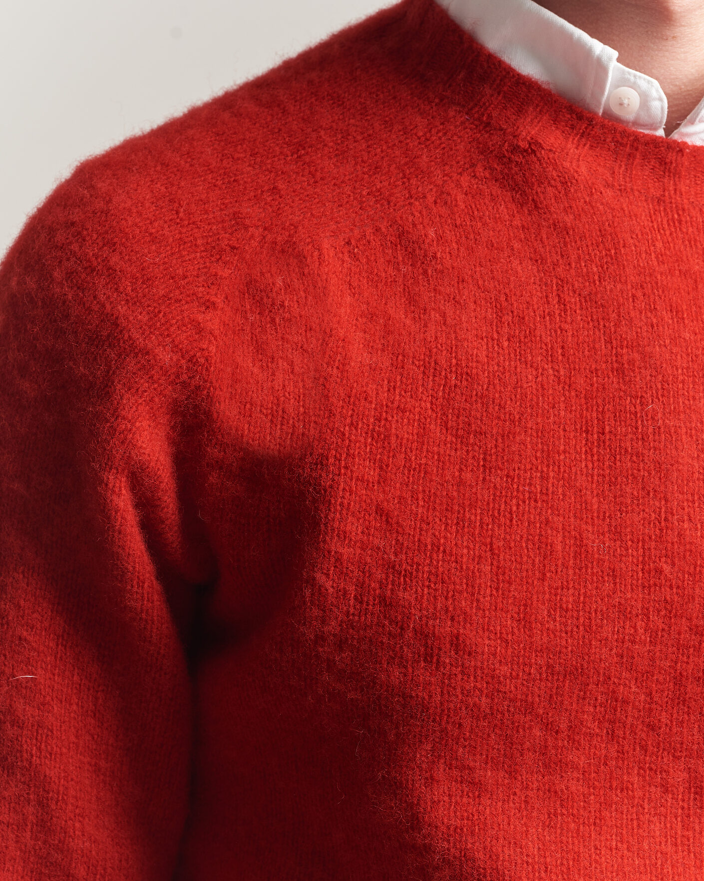 Herr | Tröjor | Harley Of Scotland | Brushed Supersoft Lambswool Crewneck Cardinal