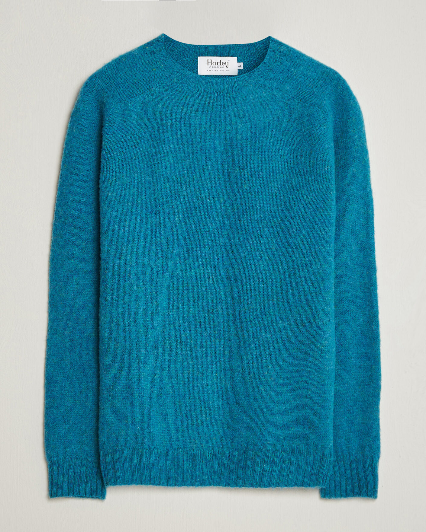 Herr | Tröjor | Harley Of Scotland | Brushed Supersoft Lambswool Crewneck Gulfstream