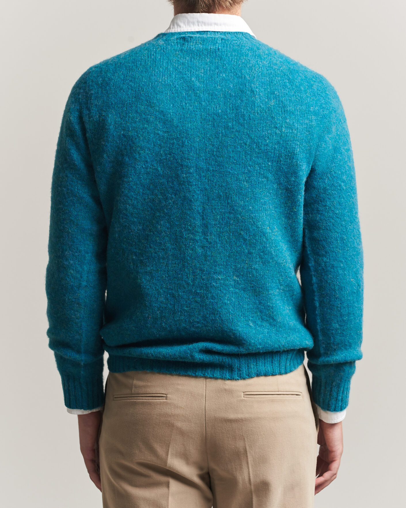 Herr | Tröjor | Harley Of Scotland | Brushed Supersoft Lambswool Crewneck Gulfstream