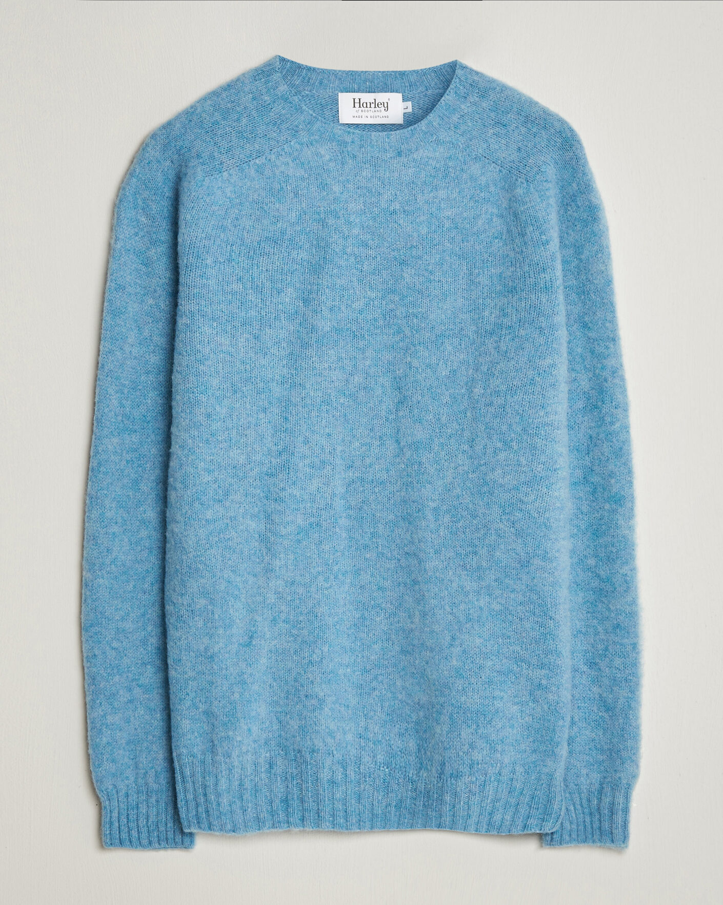Herr | Tröjor | Harley Of Scotland | Brushed Supersoft Lambswool Crewneck Loch Blue