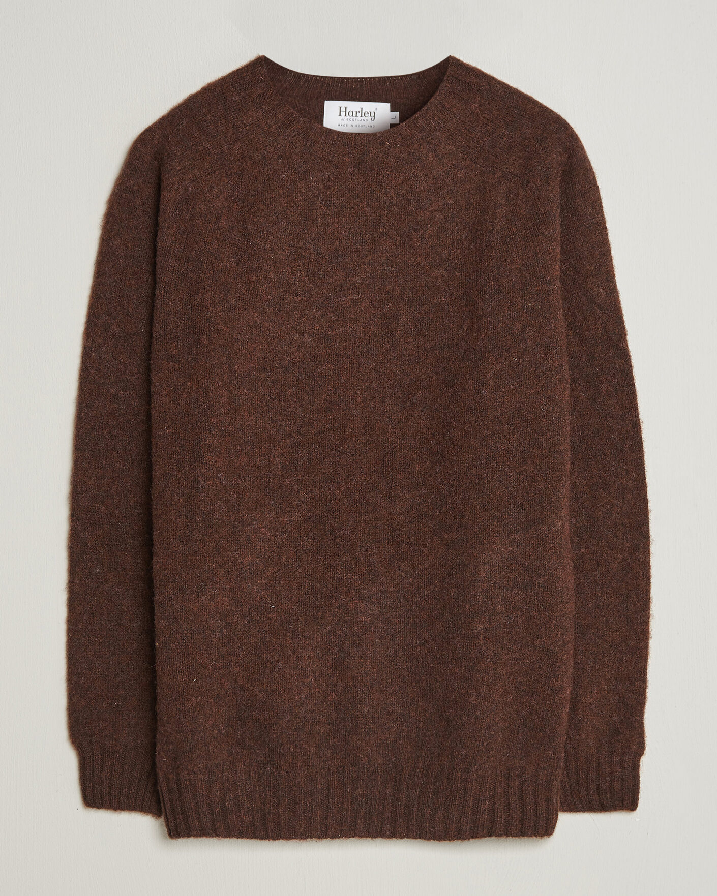 Herr | Tröjor | Harley Of Scotland | Brushed Supersoft Lambswool Crewneck Marron