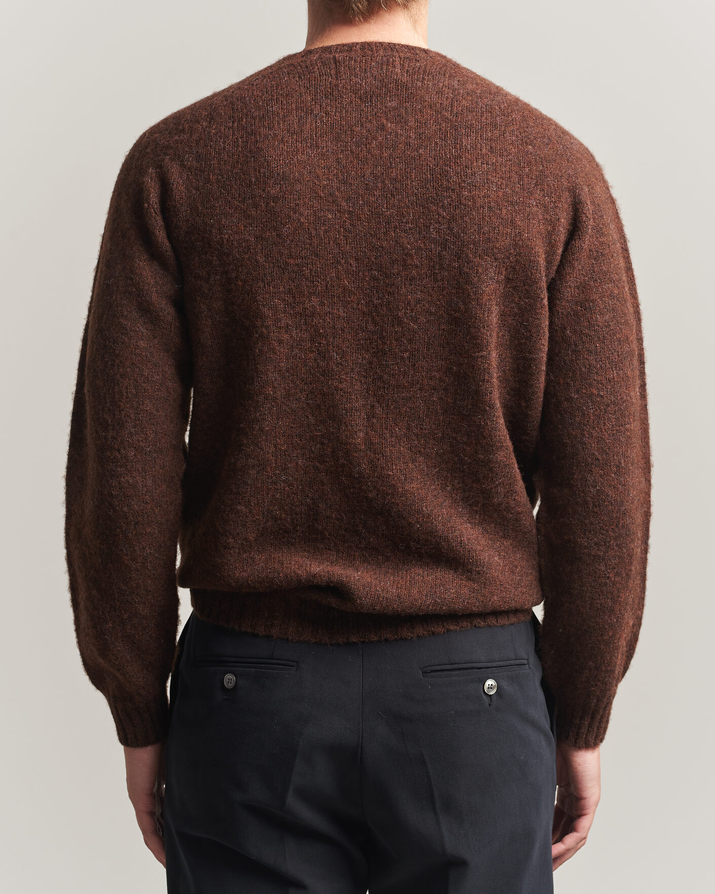 Herr | Tröjor | Harley Of Scotland | Brushed Supersoft Lambswool Crewneck Marron
