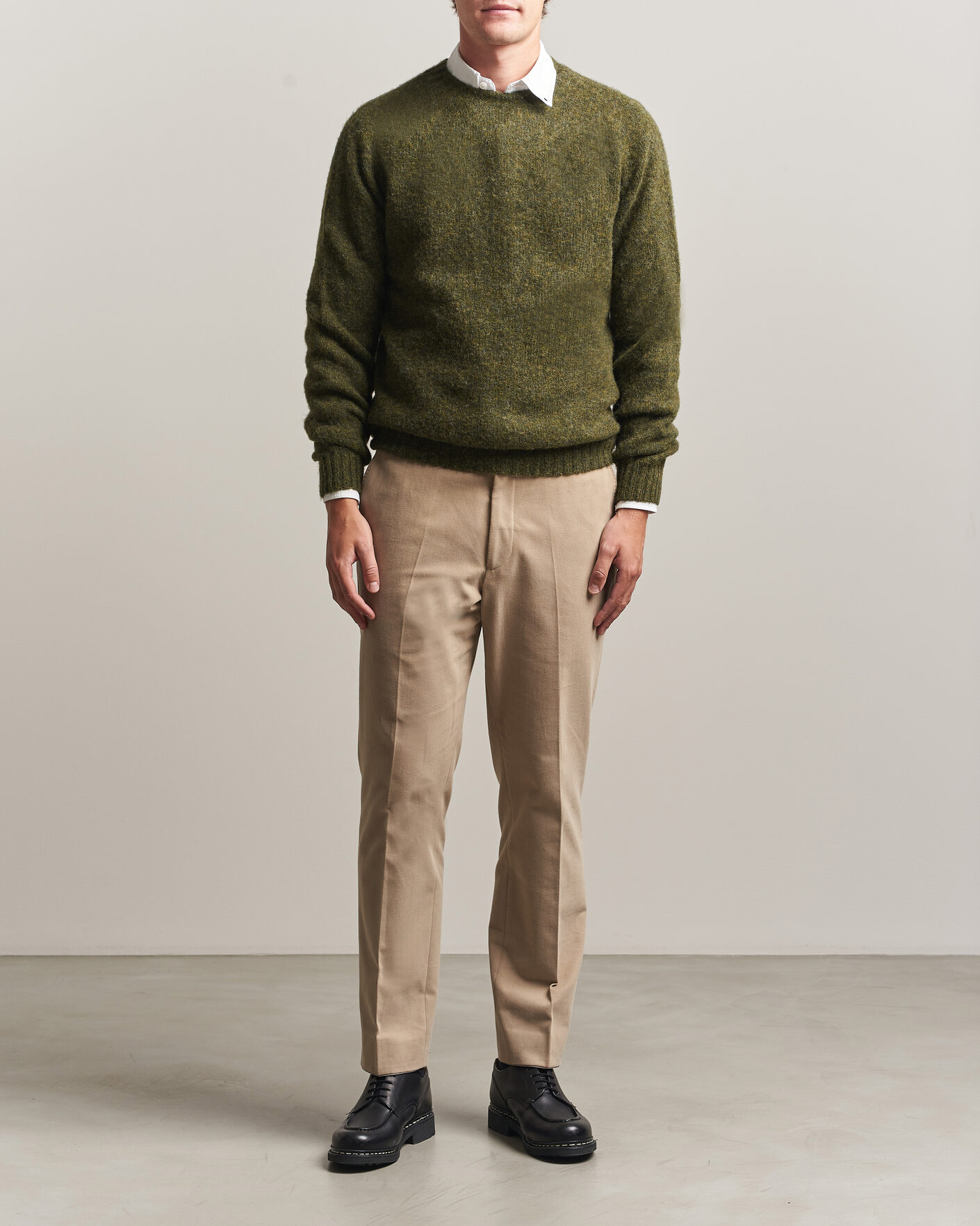 Herr | Tröjor | Harley Of Scotland | Brushed Supersoft Lambswool Crewneck Scots Pine