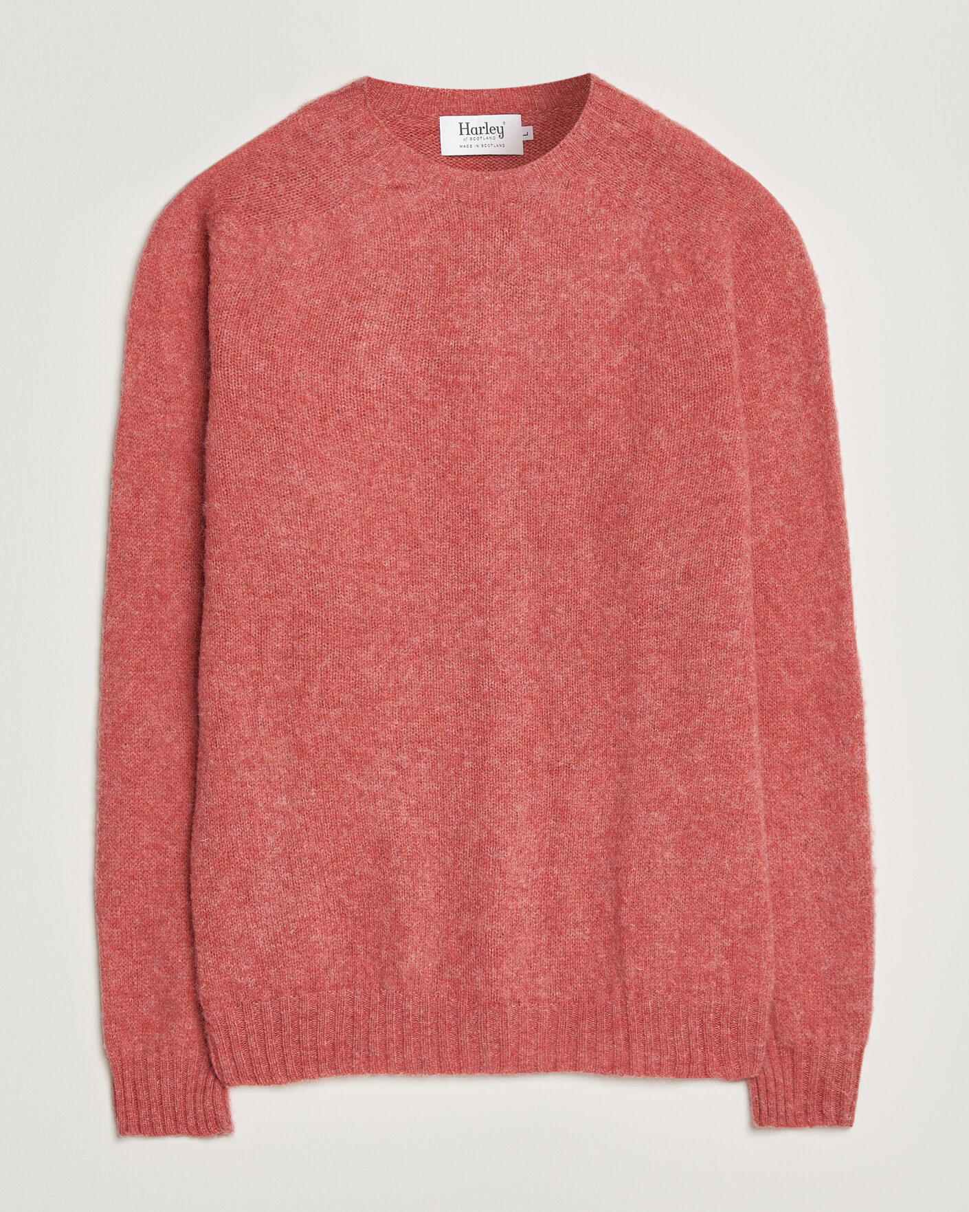 Herr | Tröjor | Harley Of Scotland | Brushed Supersoft Lambswool Crewneck Tea Rose