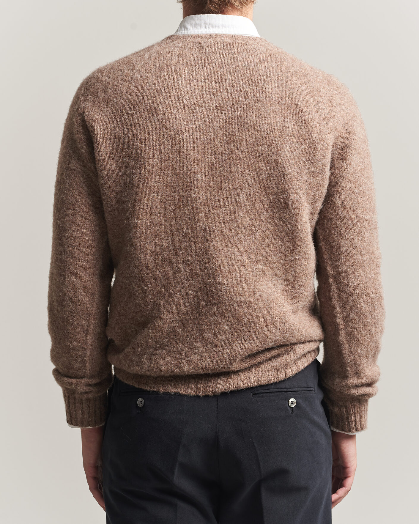 Herr | Tröjor | Harley Of Scotland | Brushed Supersoft Lambswool Crewneck Tundra