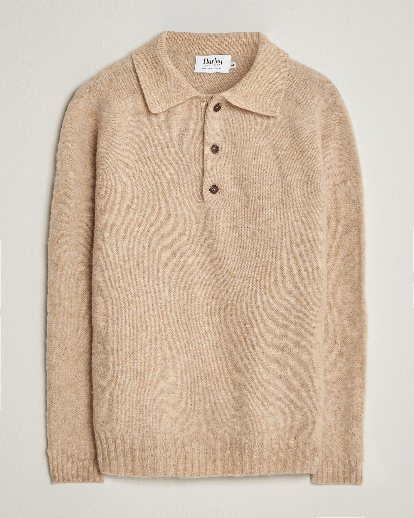 Herr | Tröjor | Harley Of Scotland | Brushed Supersoft Lambswool Polo Calico