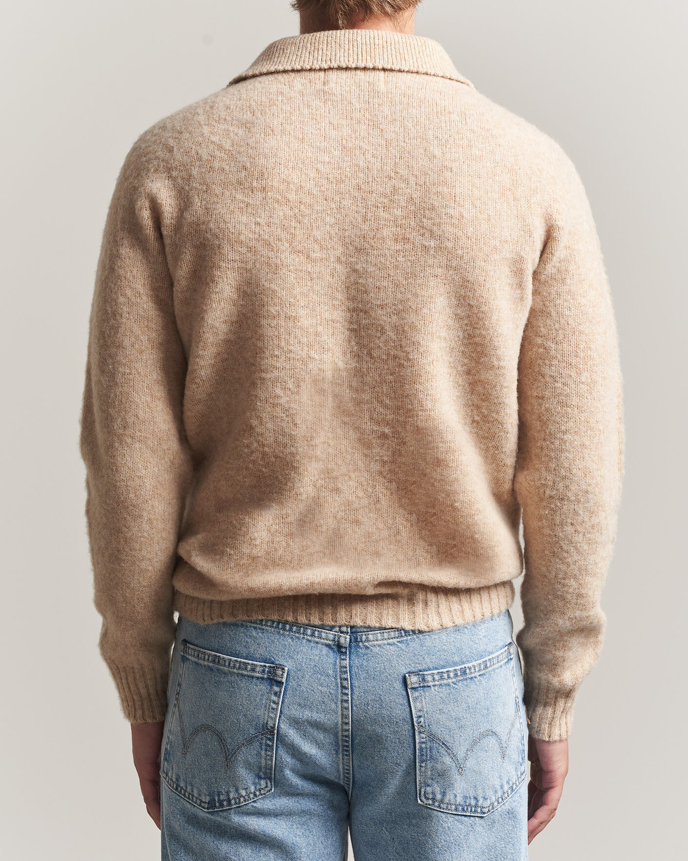 Herr | Tröjor | Harley Of Scotland | Brushed Supersoft Lambswool Polo Calico
