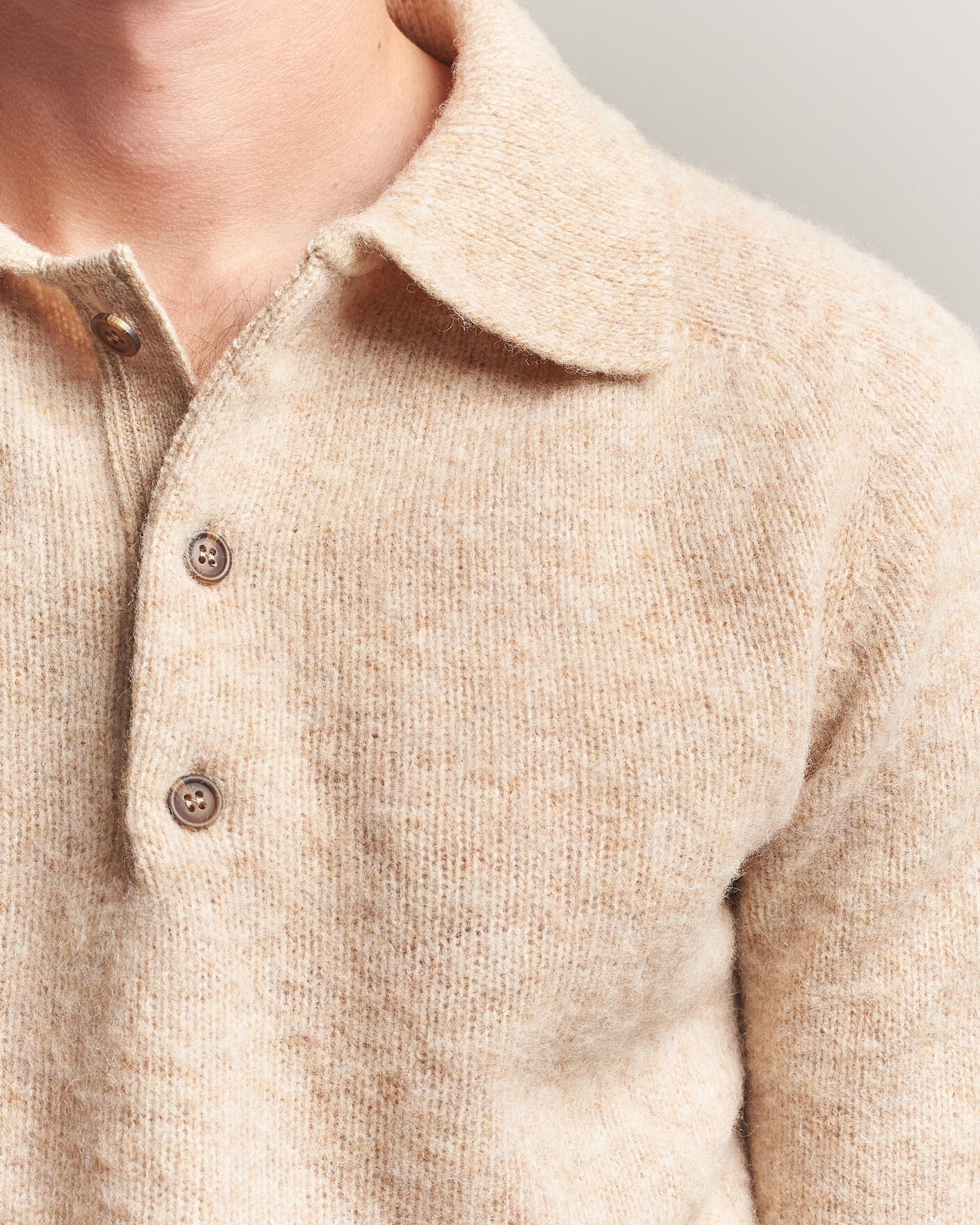 Herr | Tröjor | Harley Of Scotland | Brushed Supersoft Lambswool Polo Calico