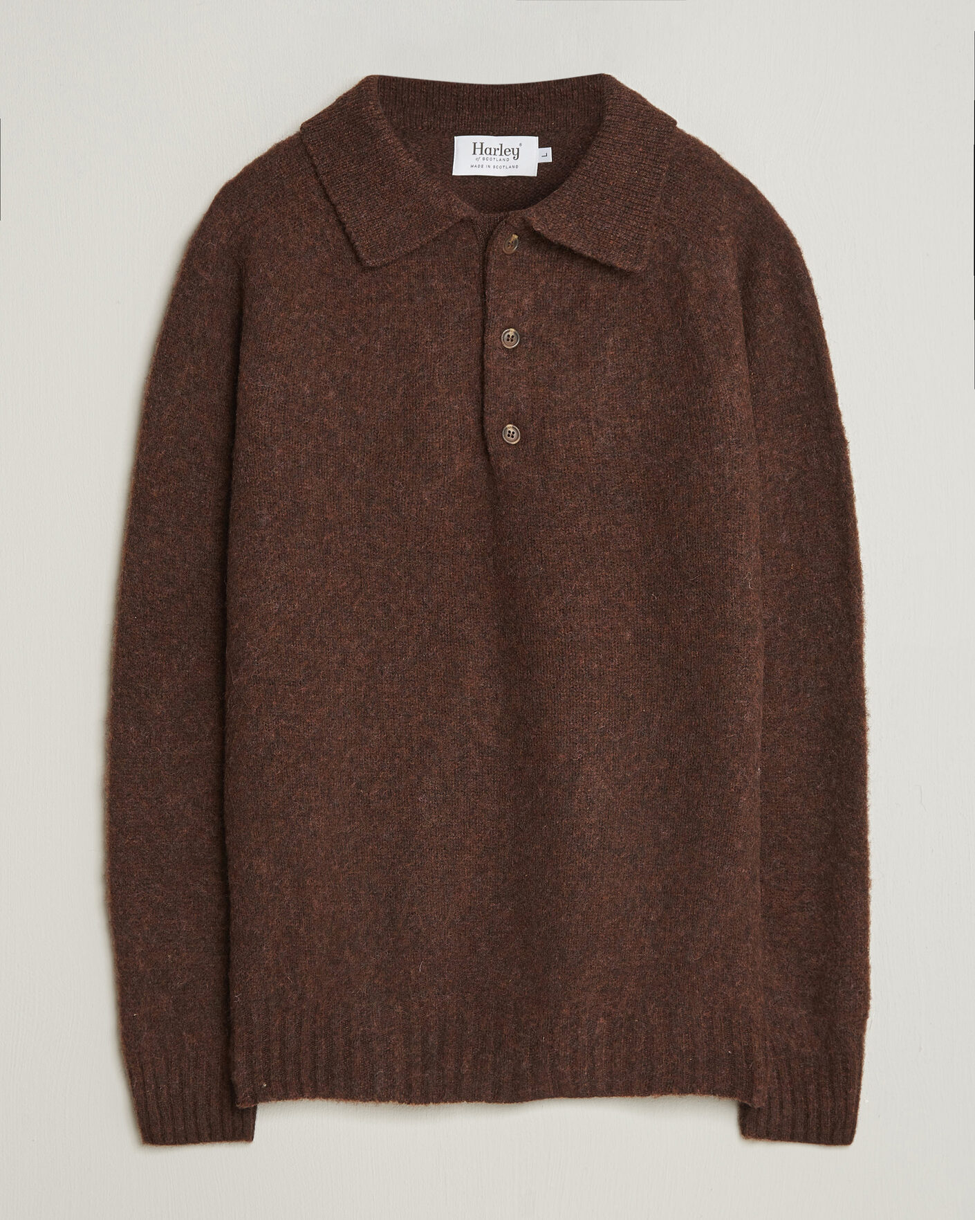 Herr | Tröjor | Harley Of Scotland | Brushed Supersoft Lambswool Polo Marron