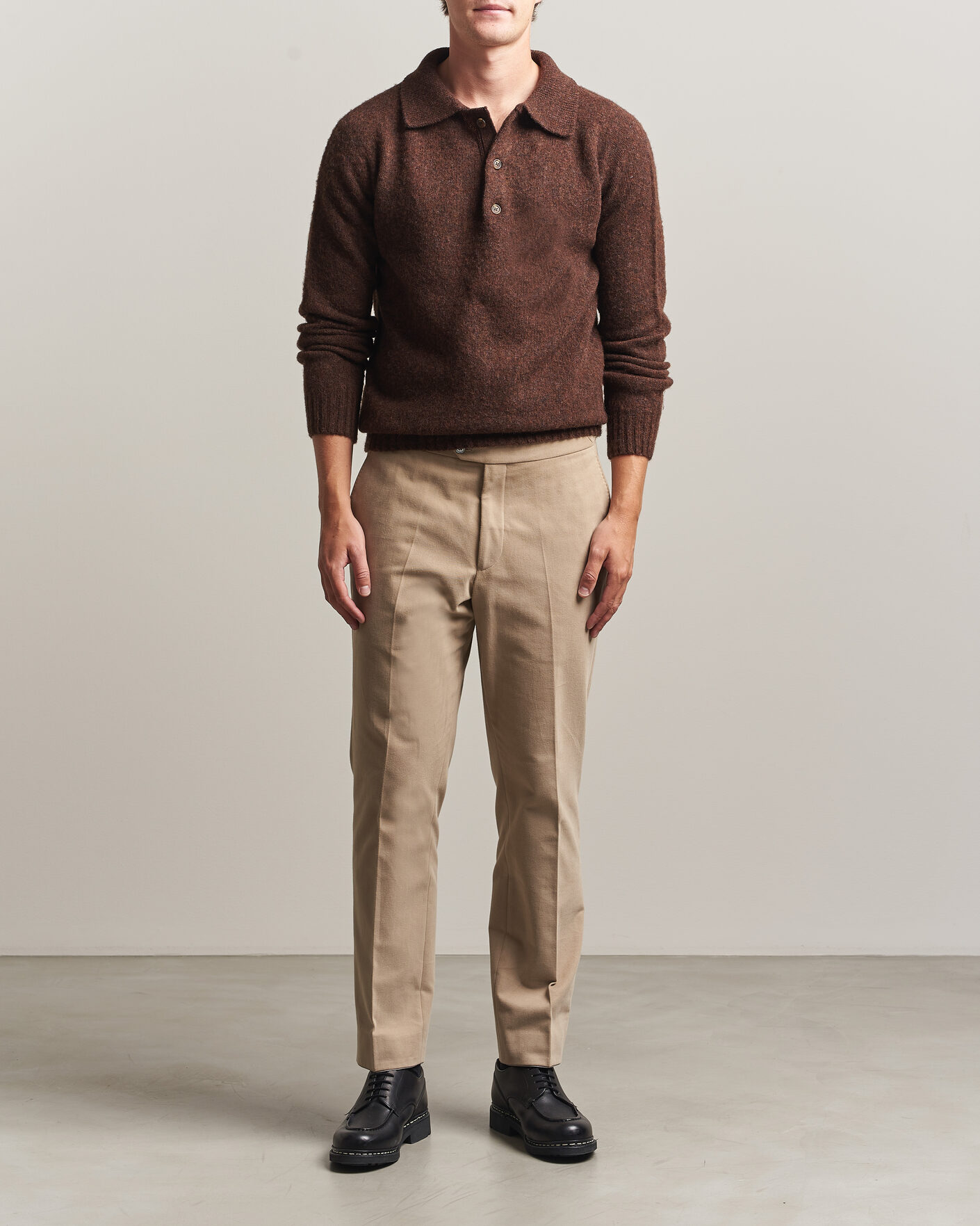 Herr | Tröjor | Harley Of Scotland | Brushed Supersoft Lambswool Polo Marron