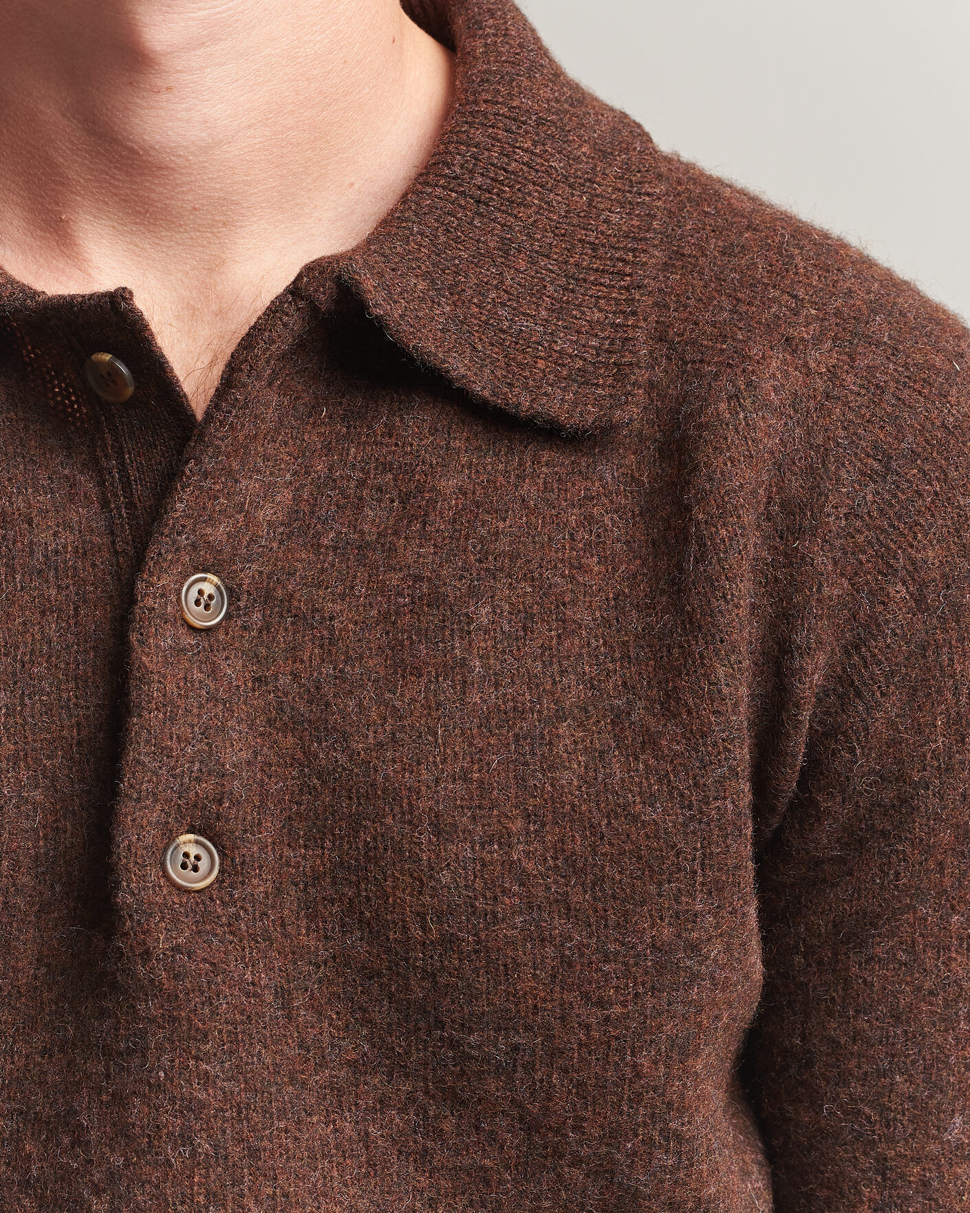 Herr | Tröjor | Harley Of Scotland | Brushed Supersoft Lambswool Polo Marron