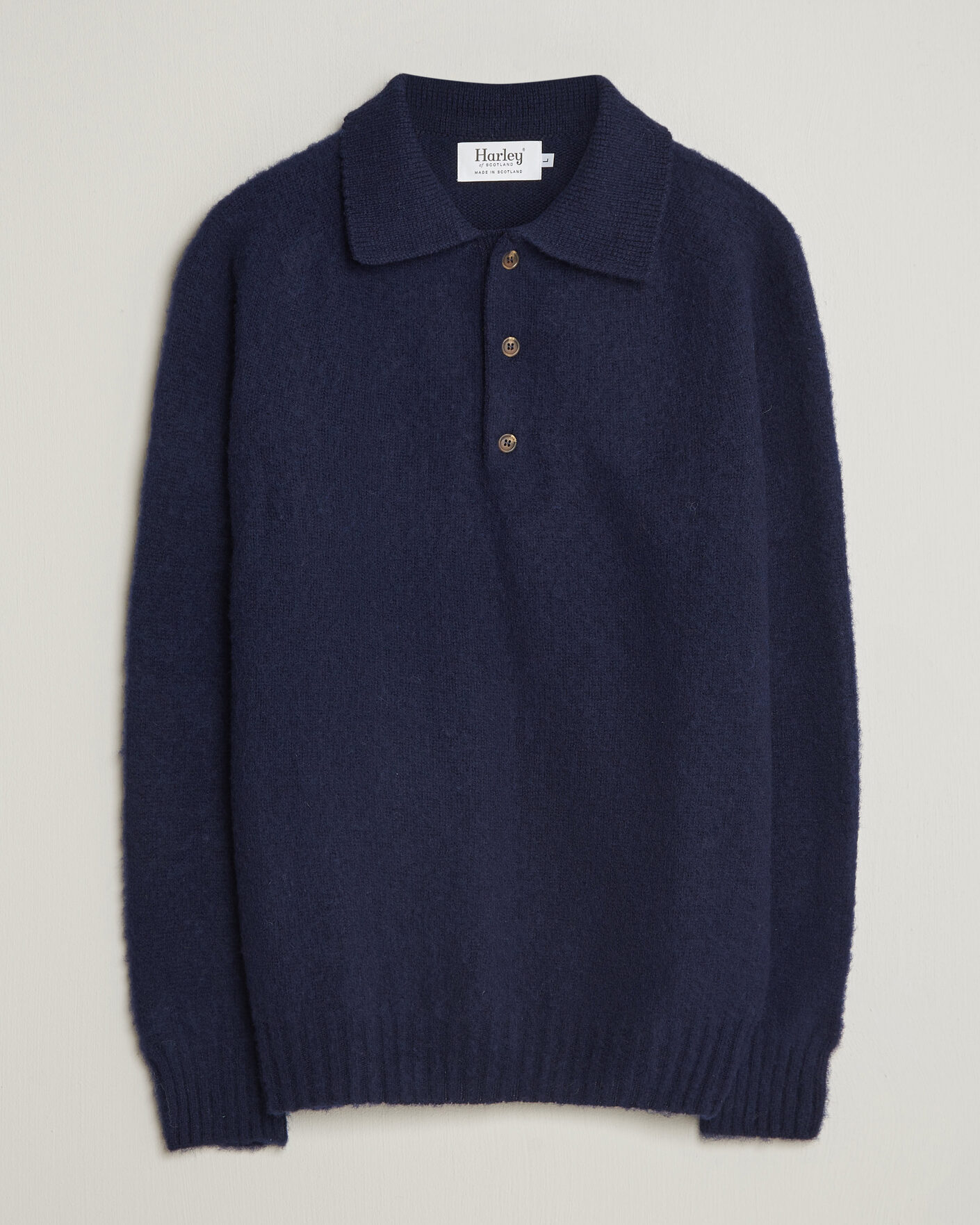 Herr | Tröjor | Harley Of Scotland | Brushed Supersoft Lambswool Polo Navy
