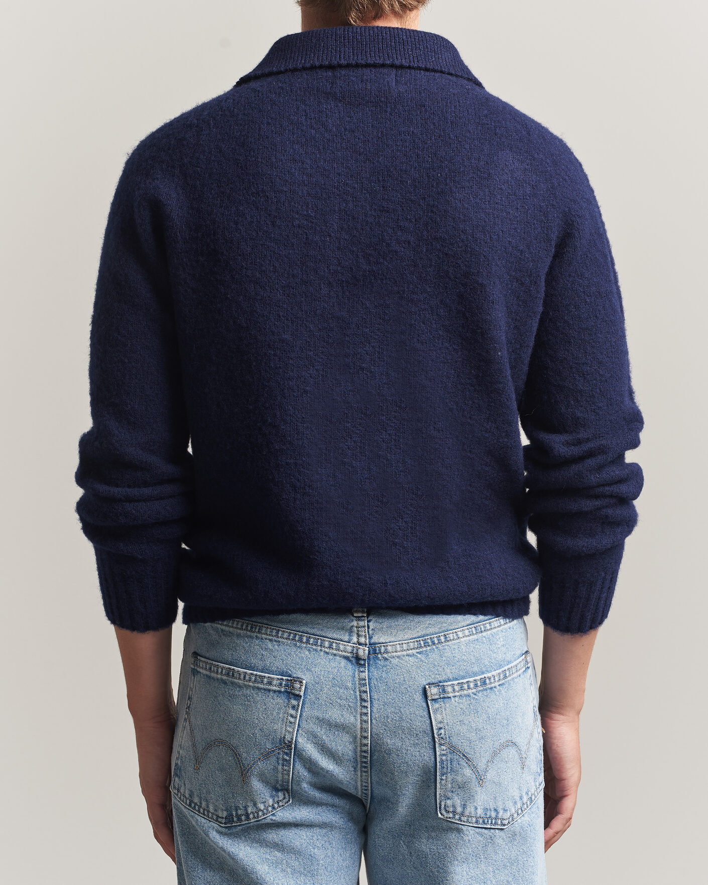 Herr | Tröjor | Harley Of Scotland | Brushed Supersoft Lambswool Polo Navy