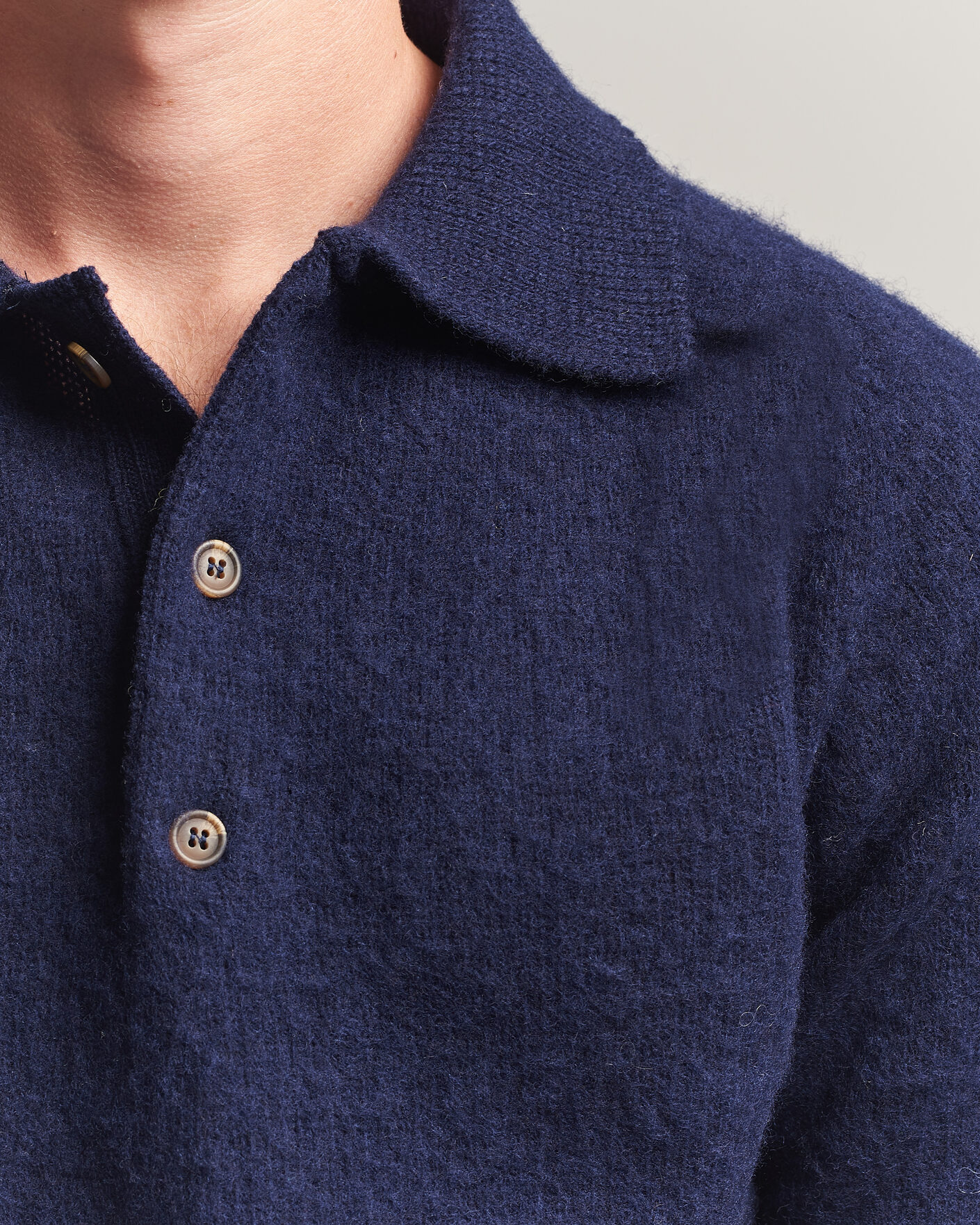 Herr | Tröjor | Harley Of Scotland | Brushed Supersoft Lambswool Polo Navy