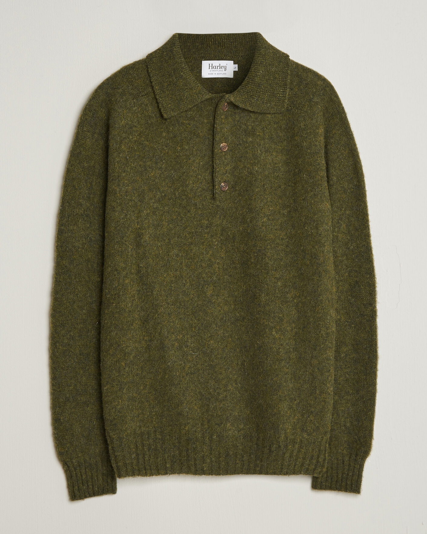 Herr | Tröjor | Harley Of Scotland | Brushed Supersoft Lambswool Polo Scots Pine
