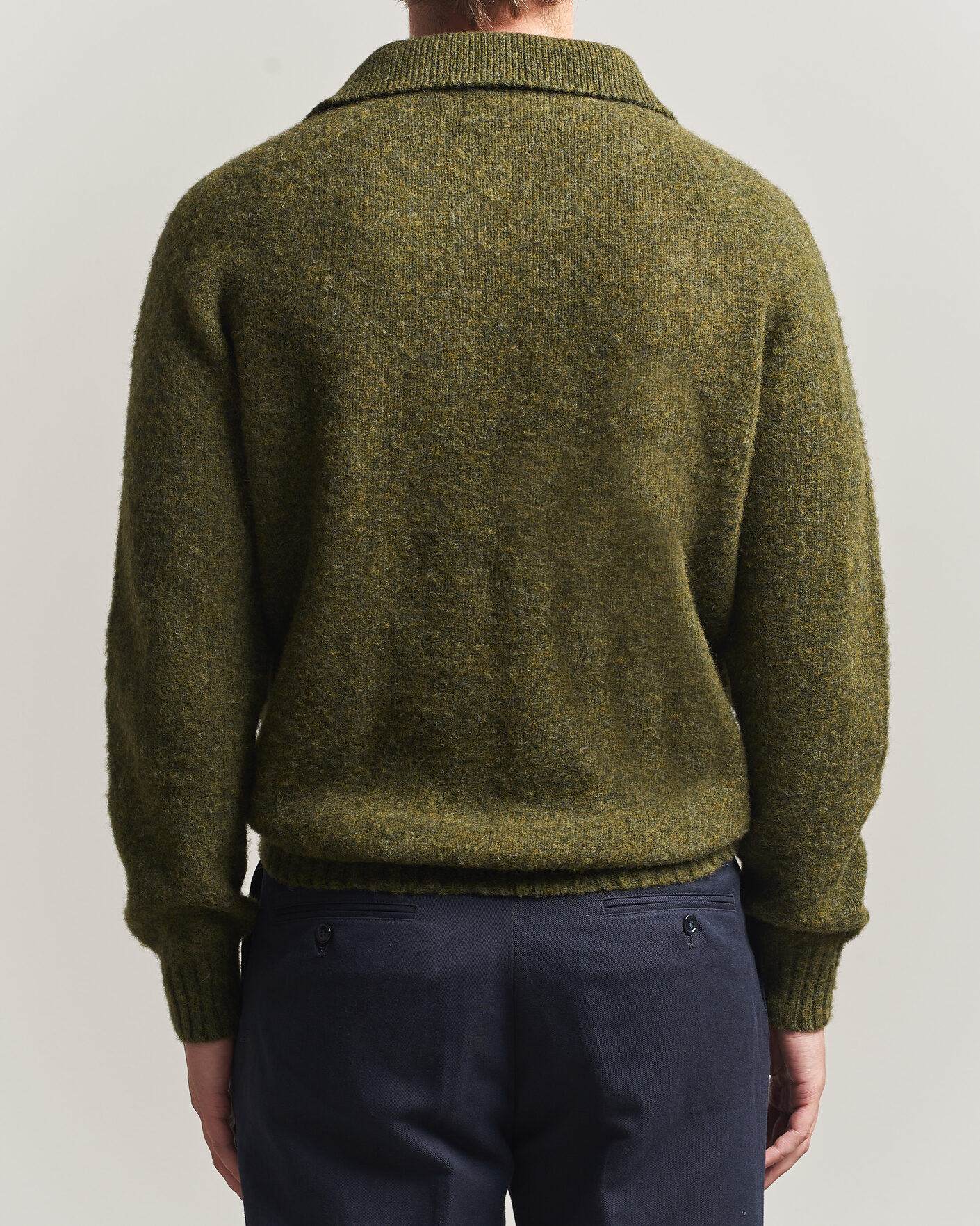 Herr | Tröjor | Harley Of Scotland | Brushed Supersoft Lambswool Polo Scots Pine