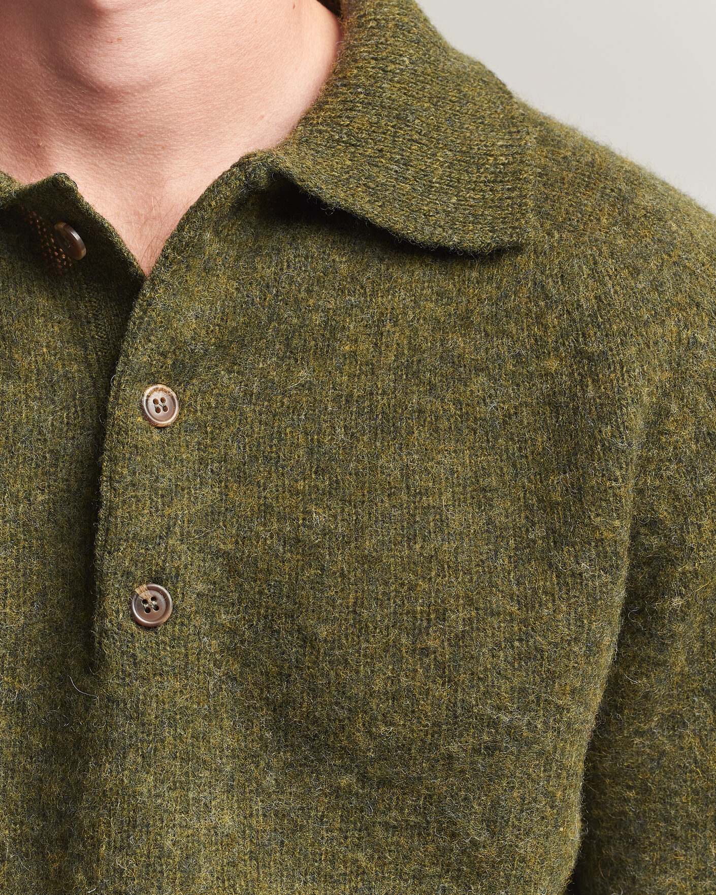 Herr | Tröjor | Harley Of Scotland | Brushed Supersoft Lambswool Polo Scots Pine