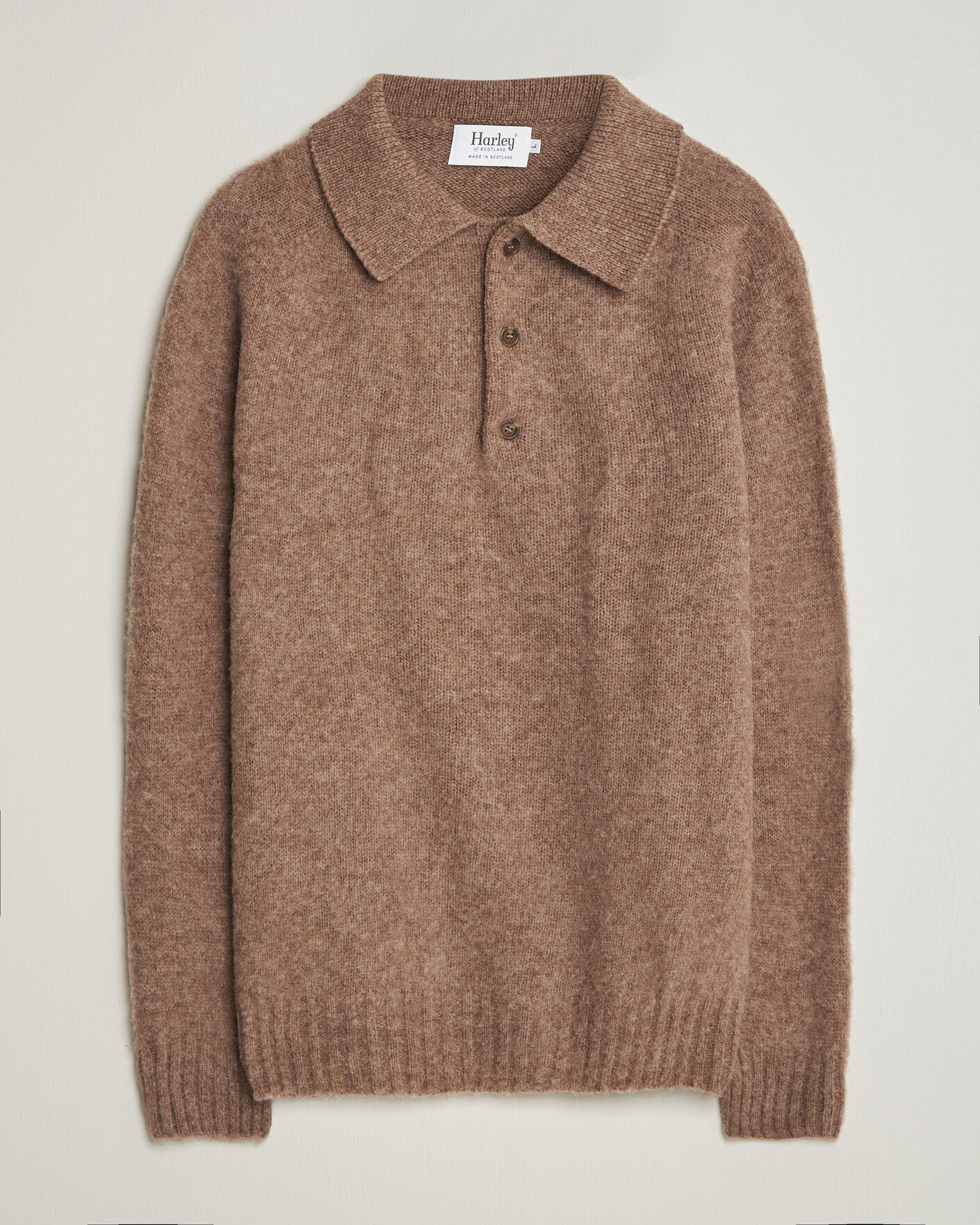 Herr | Tröjor | Harley Of Scotland | Brushed Supersoft Lambswool Polo Tundra