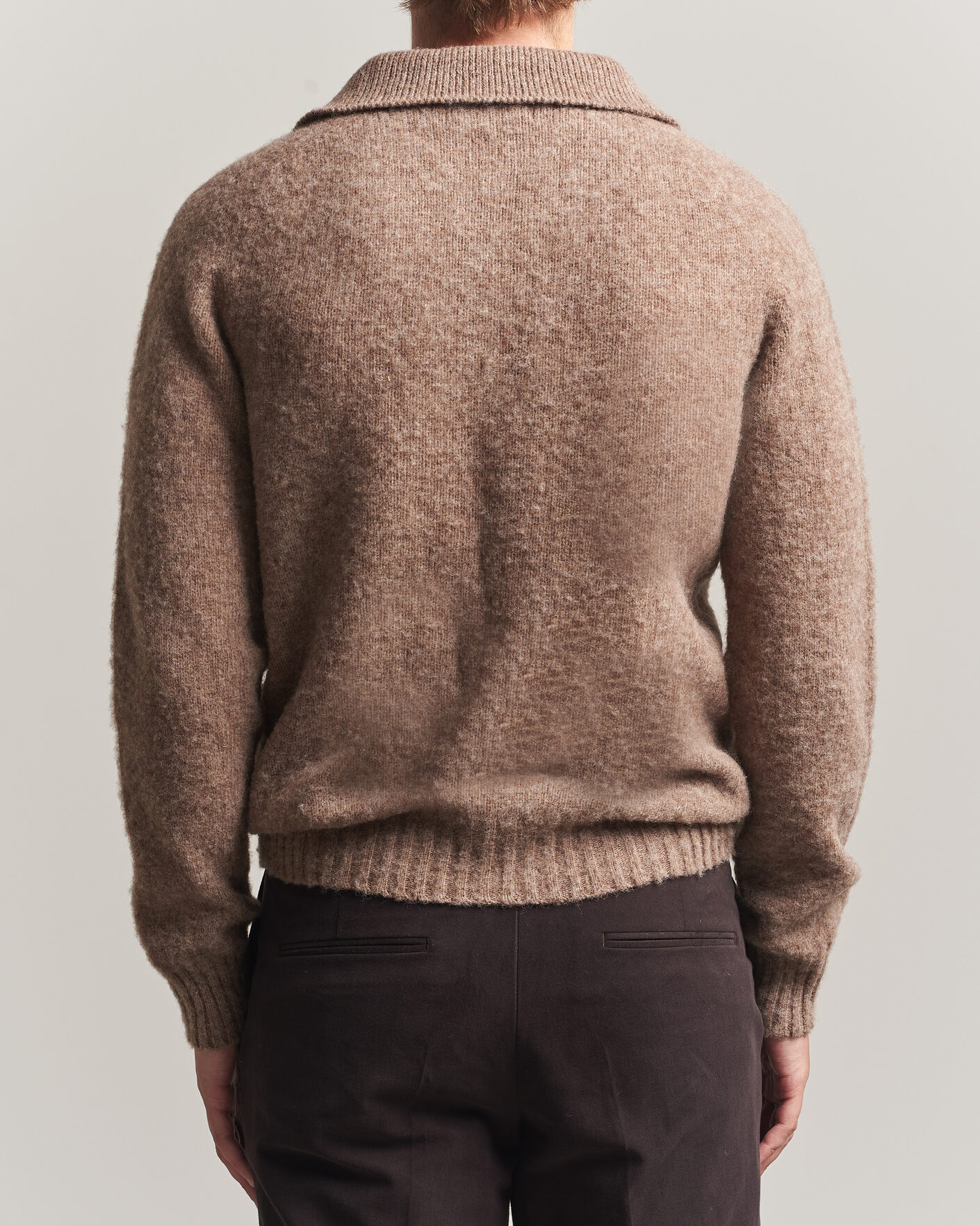 Herr | Tröjor | Harley Of Scotland | Brushed Supersoft Lambswool Polo Tundra
