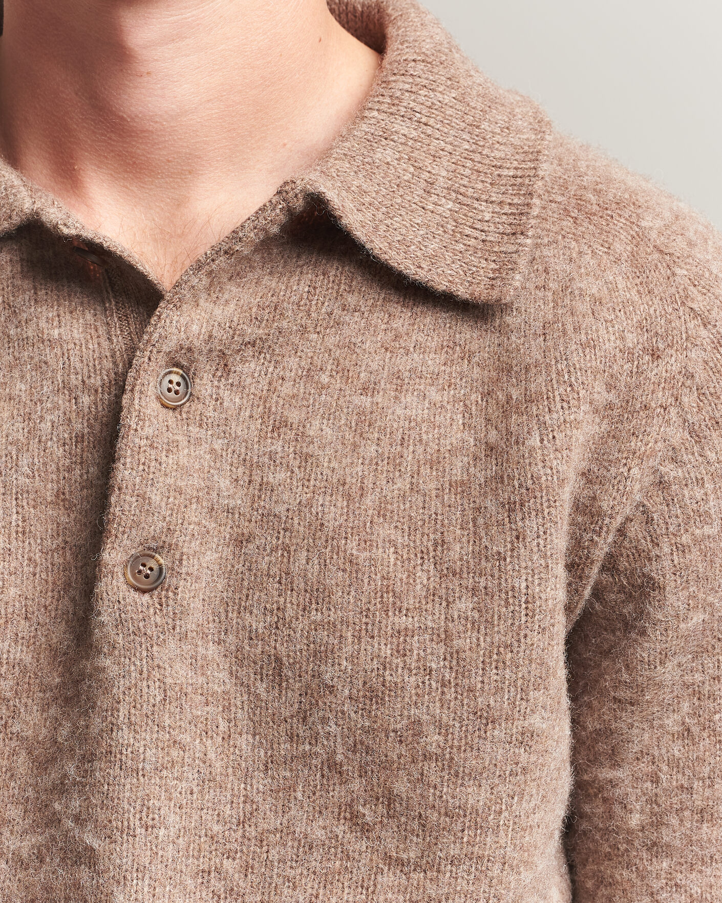 Herr | Tröjor | Harley Of Scotland | Brushed Supersoft Lambswool Polo Tundra