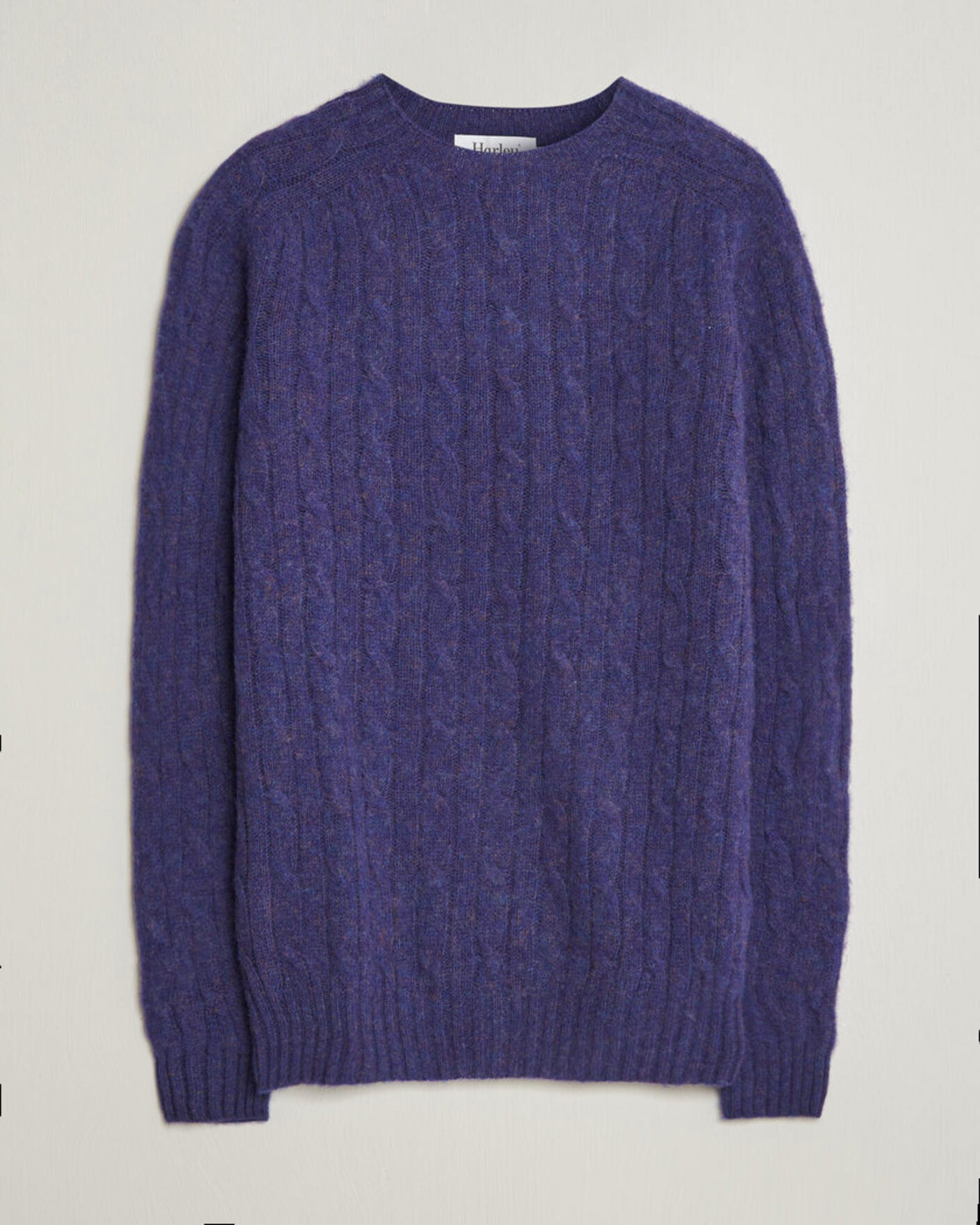 Herr | Tröjor | Harley Of Scotland | Brushed Supersoft Lambswool Cable Iris