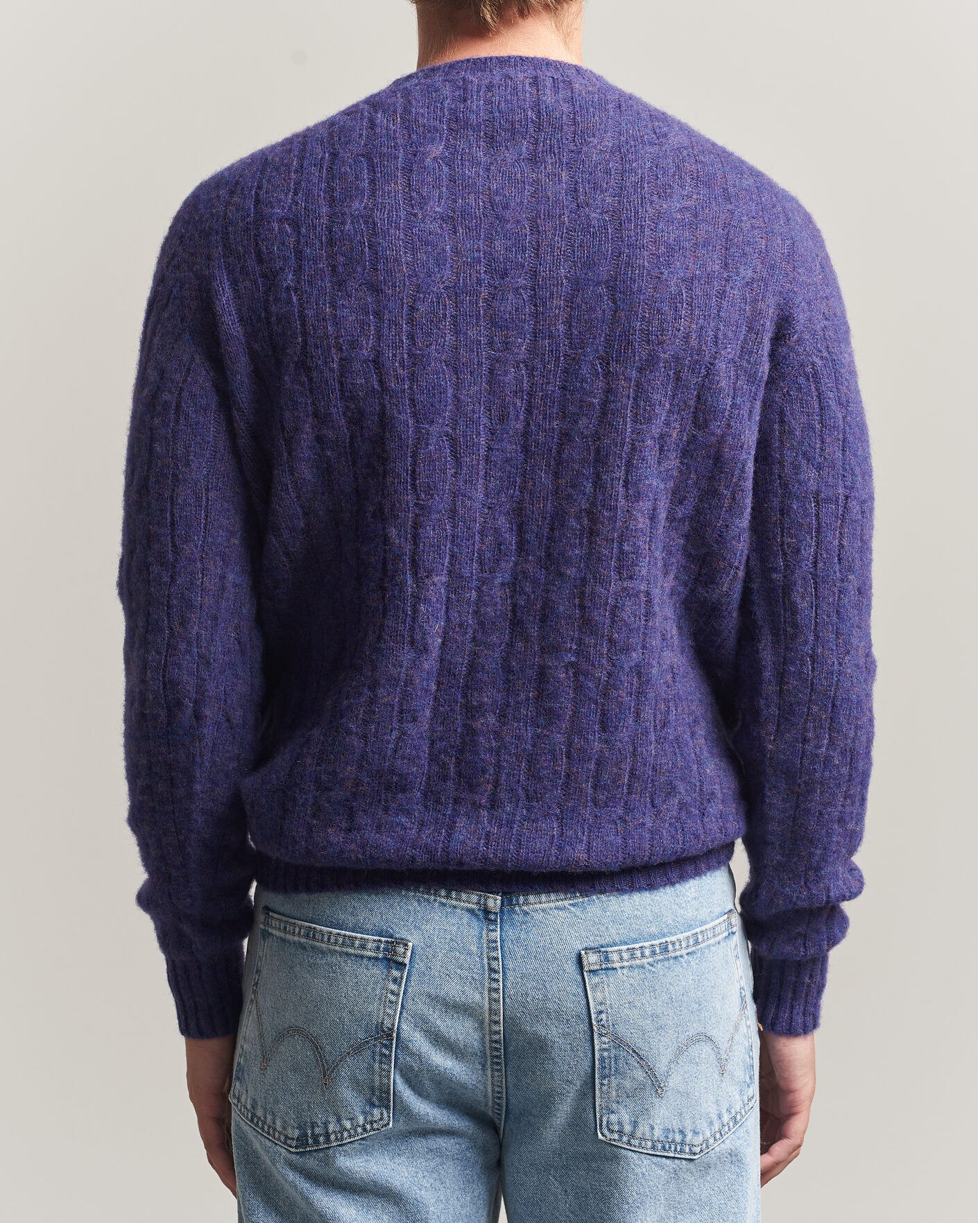 Herr | Tröjor | Harley Of Scotland | Brushed Supersoft Lambswool Cable Iris