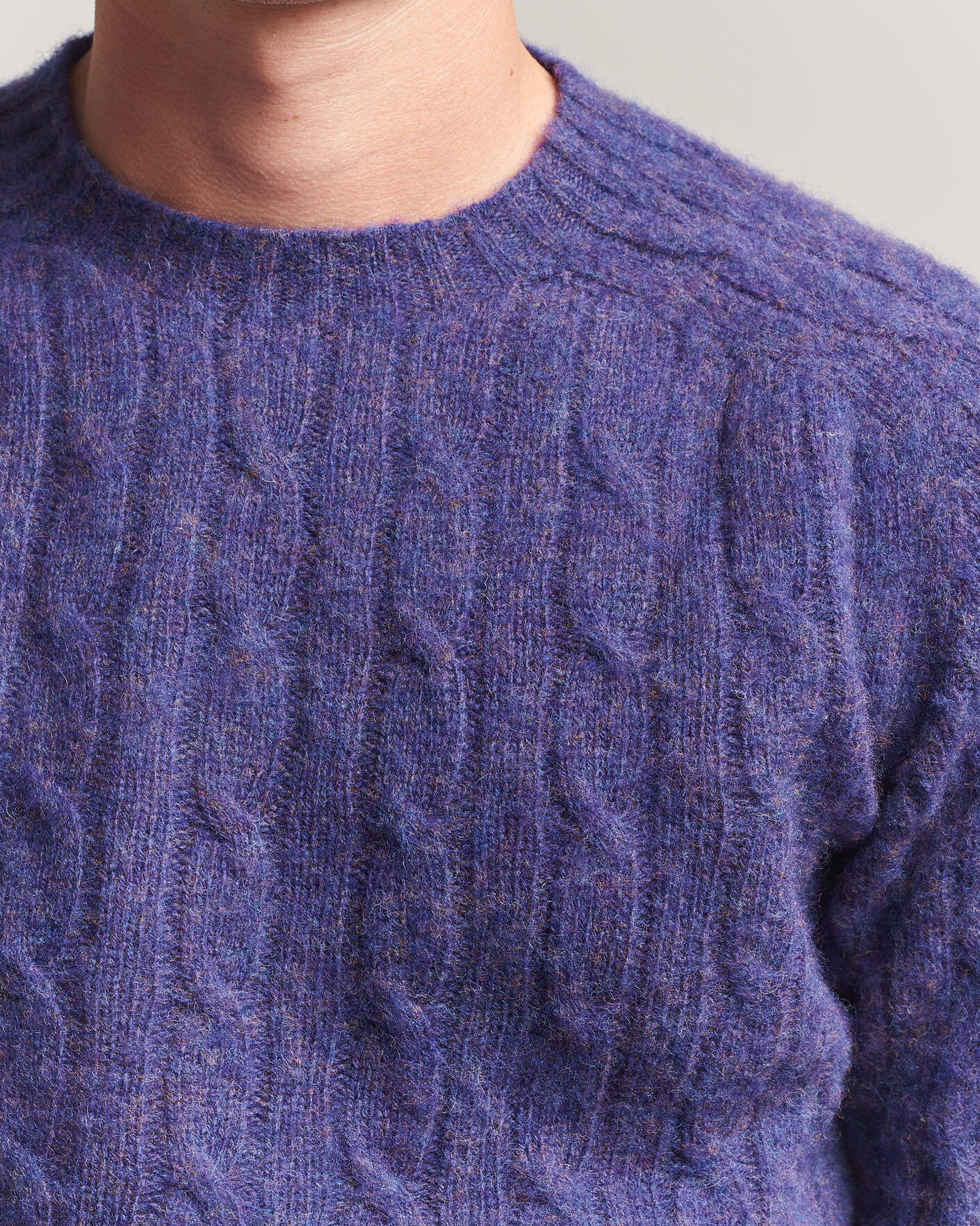 Herr | Tröjor | Harley Of Scotland | Brushed Supersoft Lambswool Cable Iris