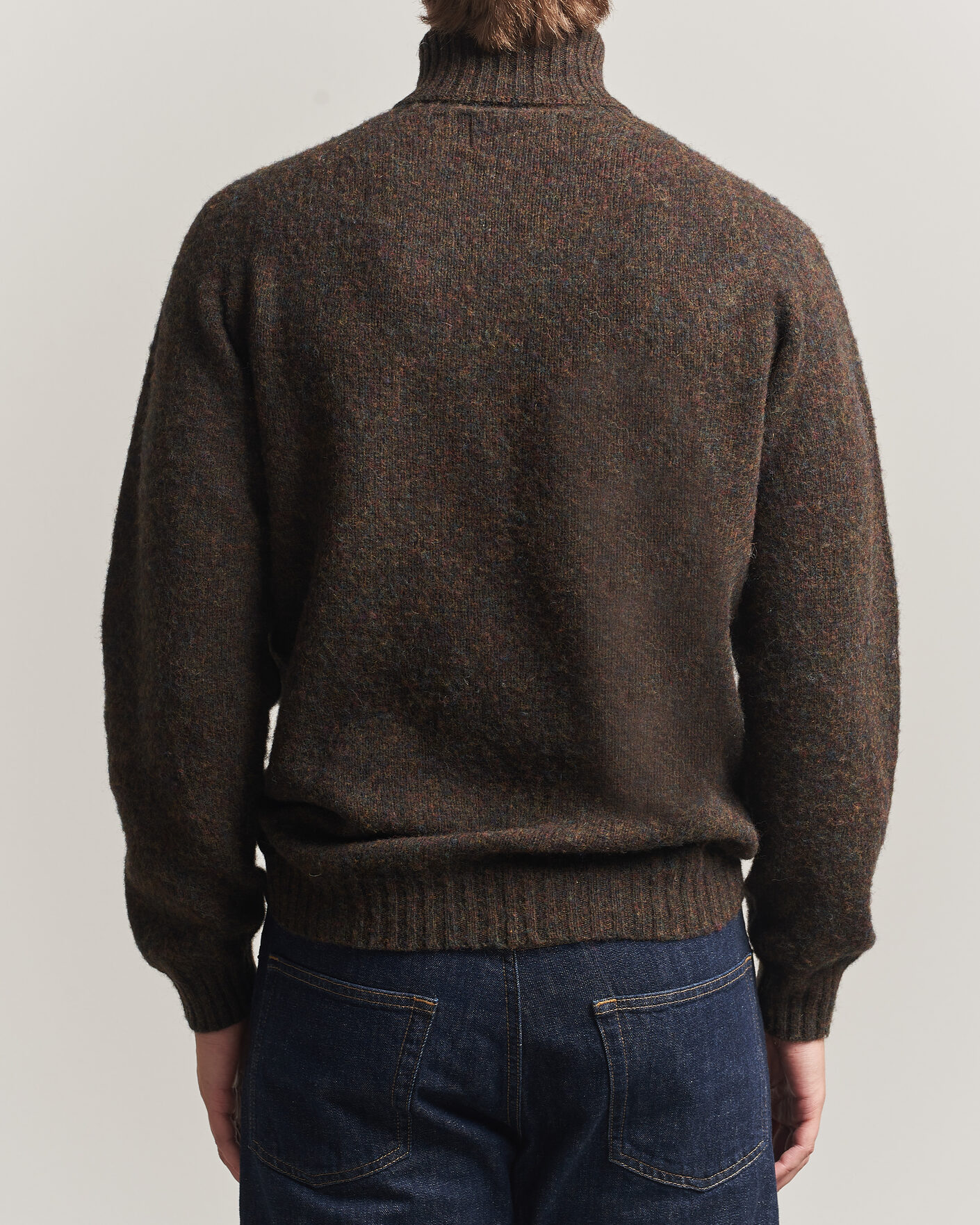 Herr | Tröjor | Harley Of Scotland | Brushed Supersoft Lambswool Rollneck Carob