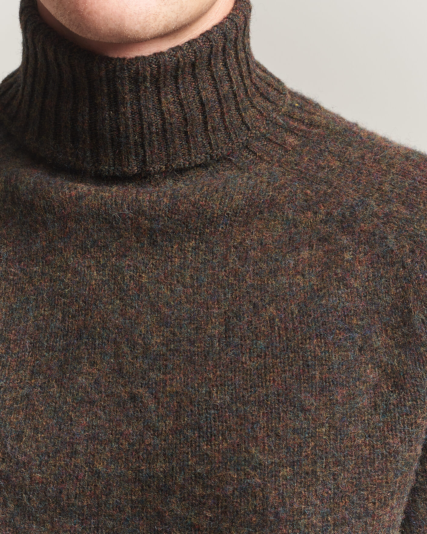 Herr | Tröjor | Harley Of Scotland | Brushed Supersoft Lambswool Rollneck Carob
