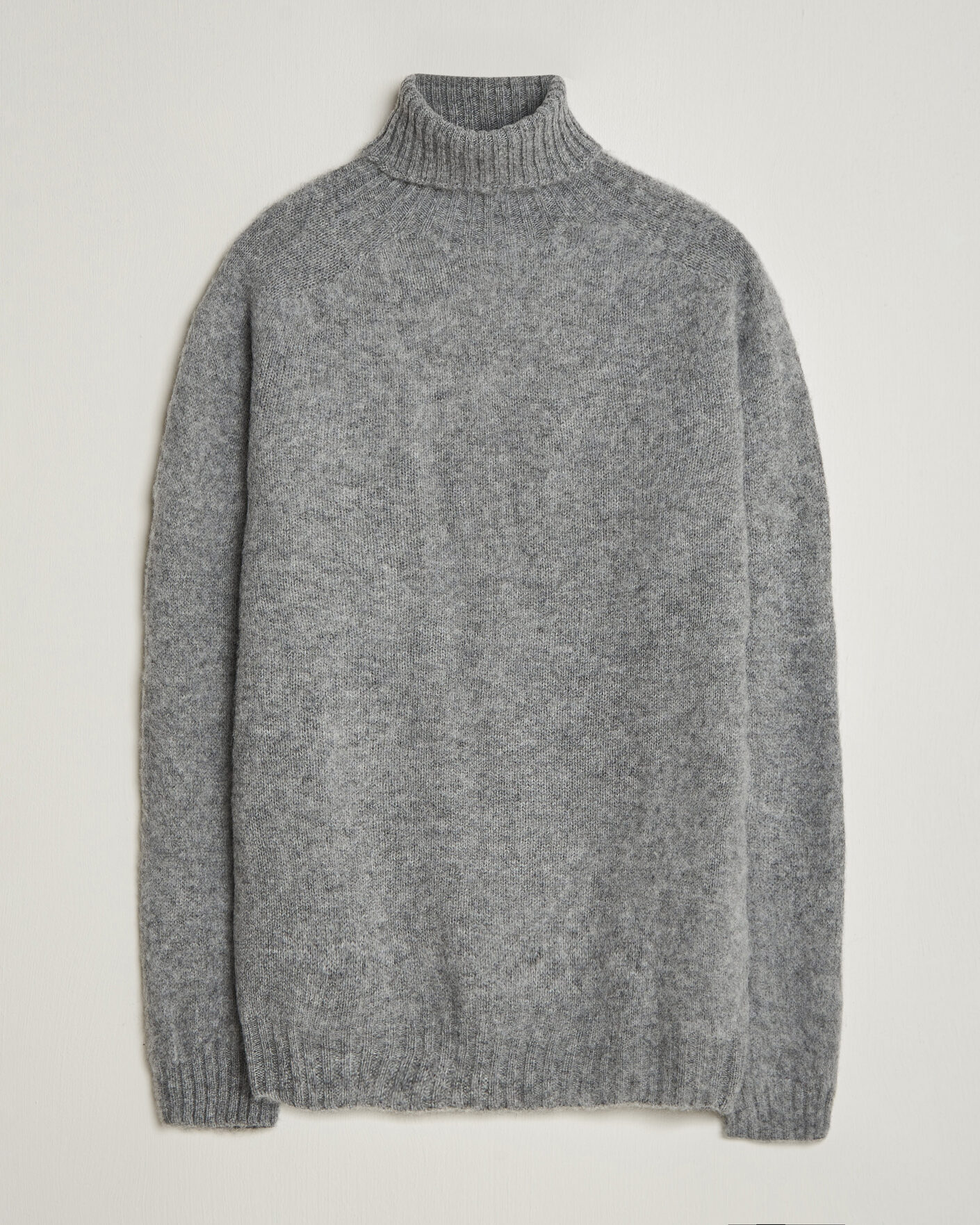 Herr | Tröjor | Harley Of Scotland | Brushed Supersoft Lambswool Rollneck Mid Grey