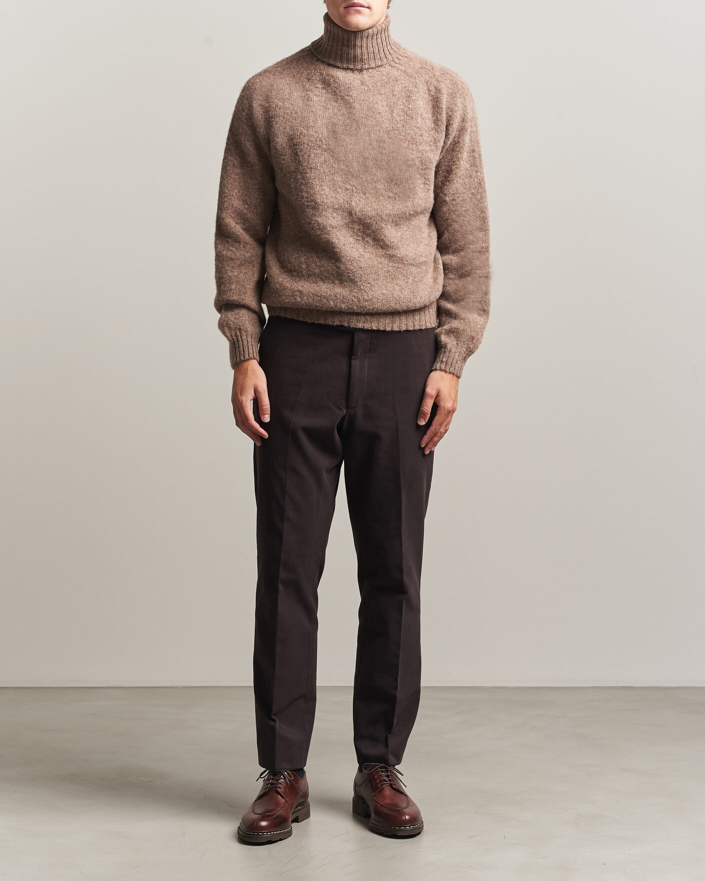 Herr | Tröjor | Harley Of Scotland | Brushed Supersoft Lambswool Rollneck Tundra