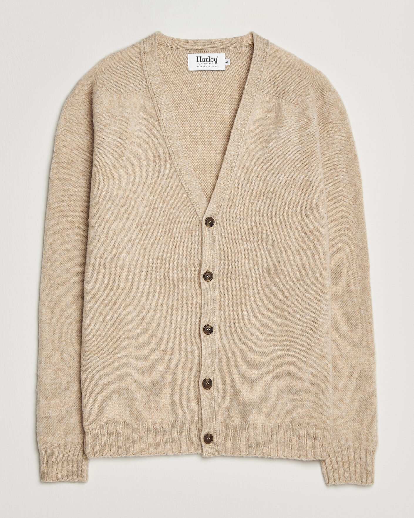 Herr | Tröjor | Harley Of Scotland | Brushed Supersoft Lambswool Cardigan Calico